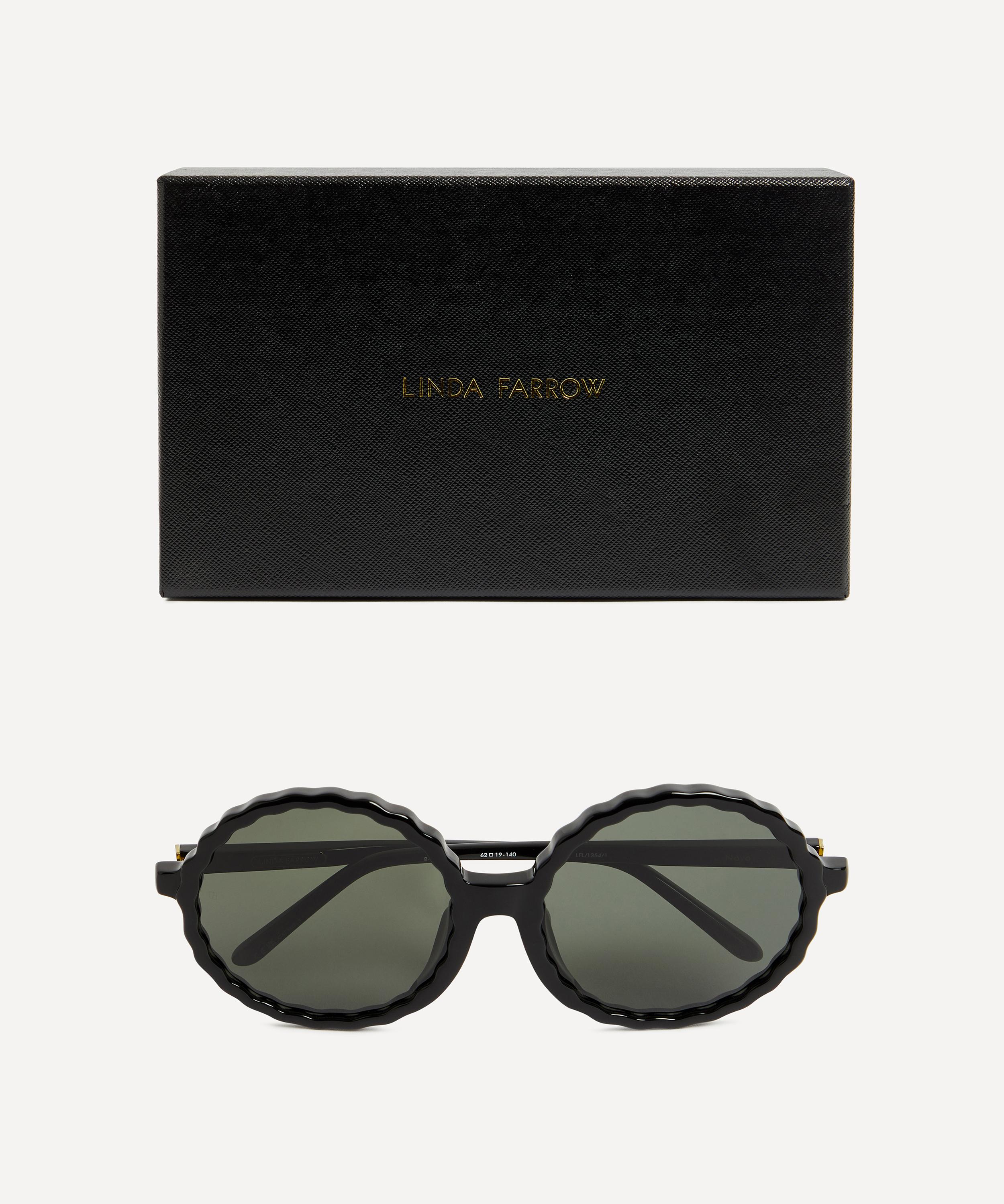 Linda Farrow - Nova Round Black Acetate Sunglasses image number 4