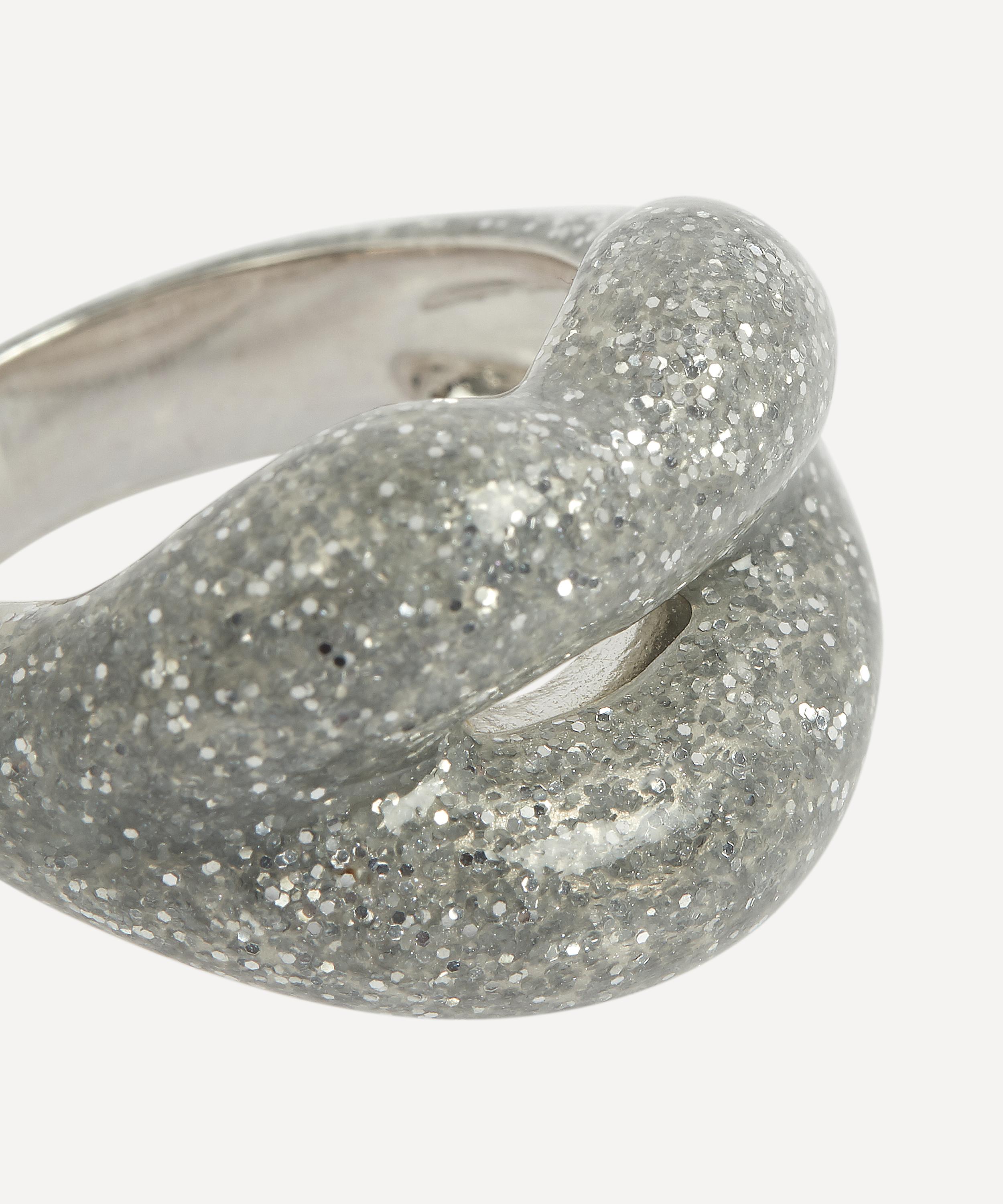 Silver Glitter Heart Mood Ring