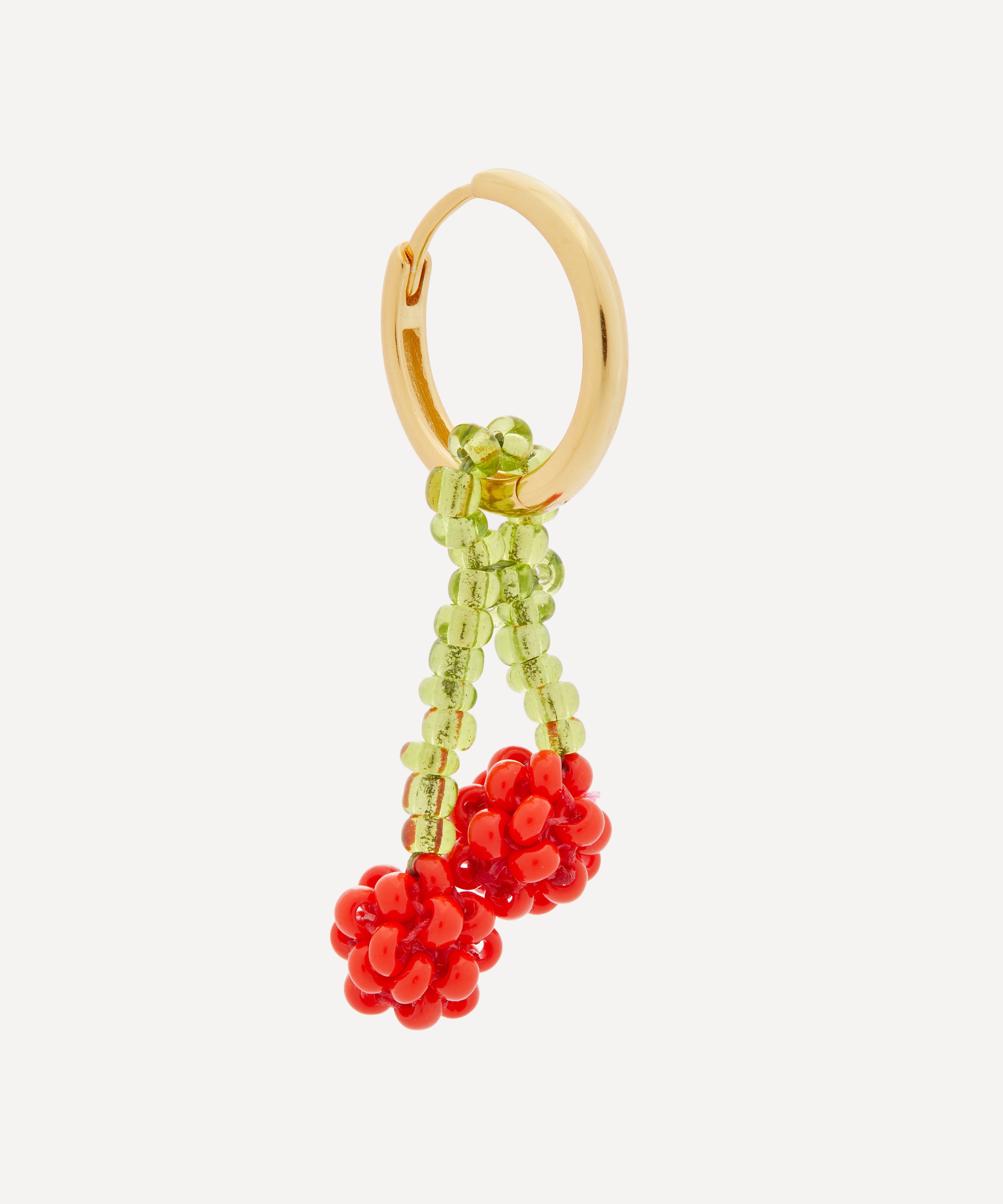 Pura Utz - Gold-Plated Mini Cherry Hoop Earring image number 0