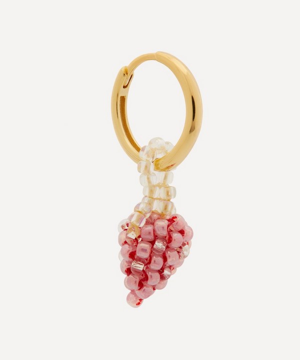 Pura Utz - Gold-Plated Mini Pale Strawberry Hoop Earring image number null