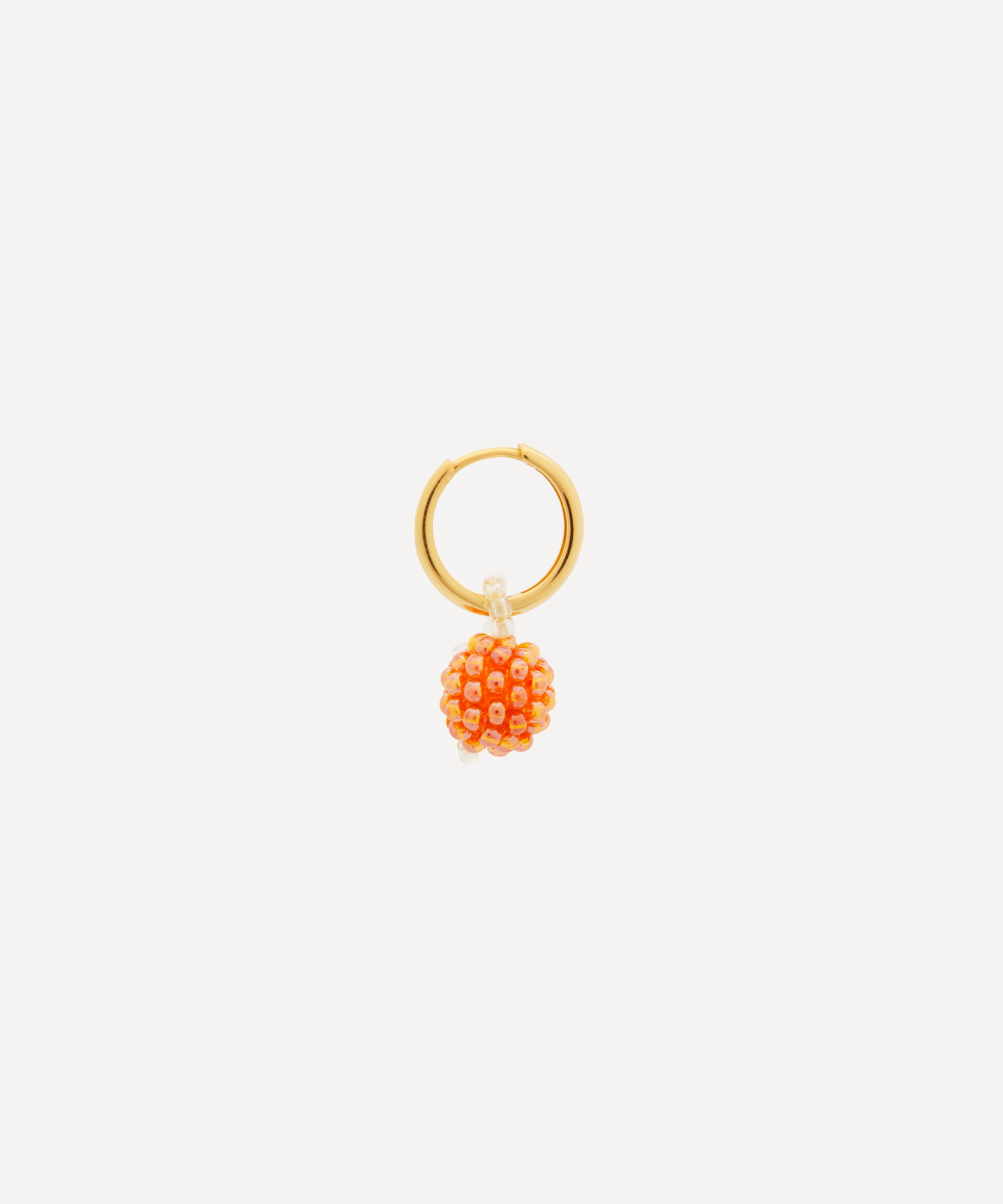 Pura Utz - Gold-Plated Mini Shiny Orange Hoop Earring image number 1