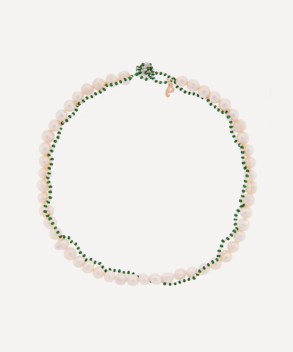 Pura Utz - Twisted Green Pearl and Bead Necklace