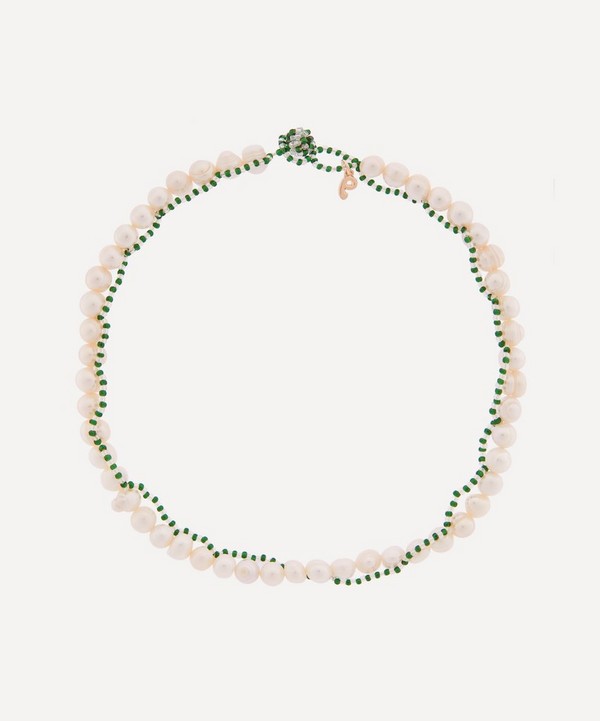 Pura Utz - Twisted Green Pearl and Bead Necklace image number null