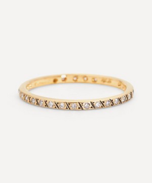 Satomi Kawakita - 18ct Gold Diagonal Antiqued Diamond Band Ring image number 0