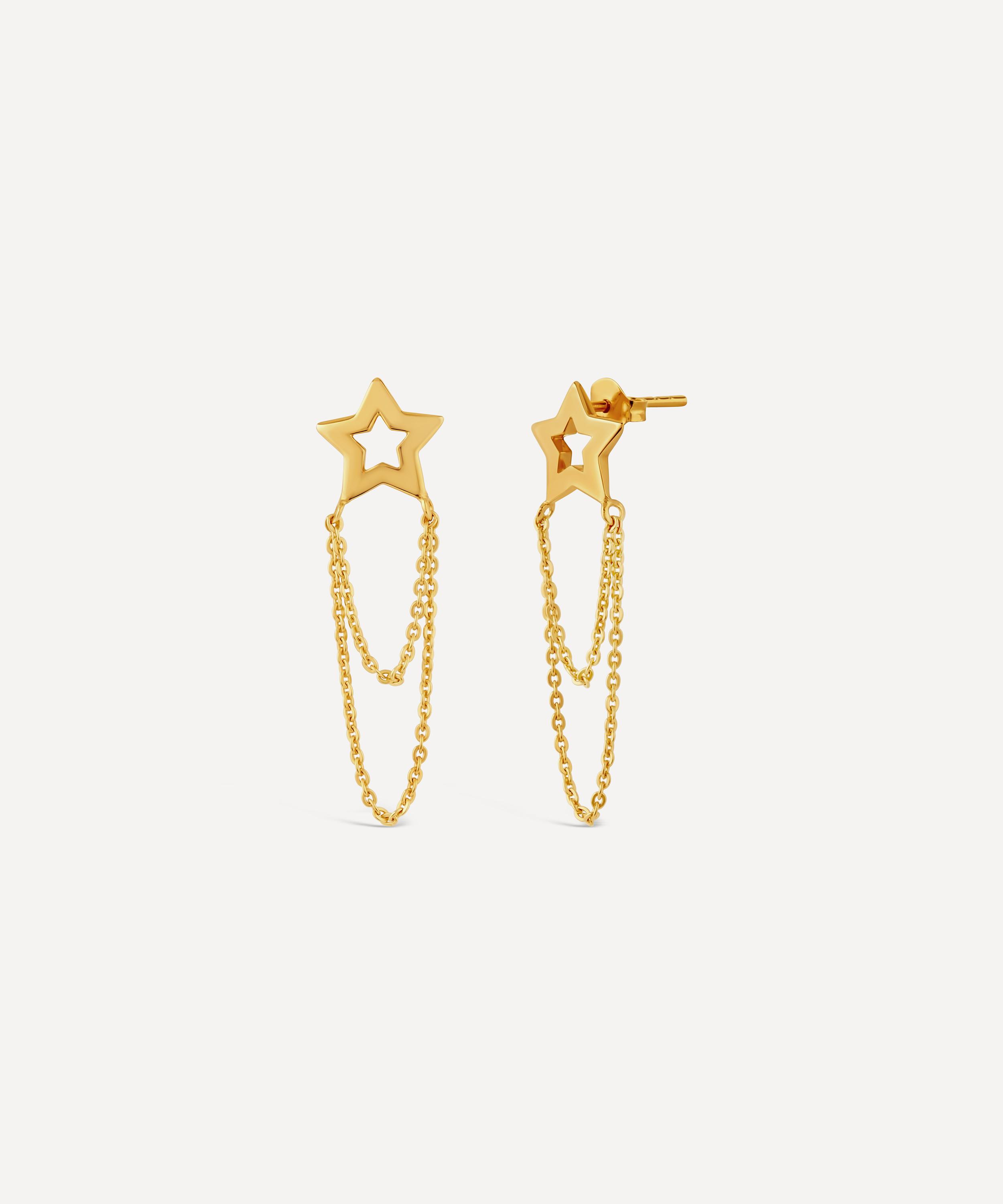 Dinny Hall - 22ct Gold-Plated Vermeil Silver Stargazer Chain Loop Drop Earrings image number 0