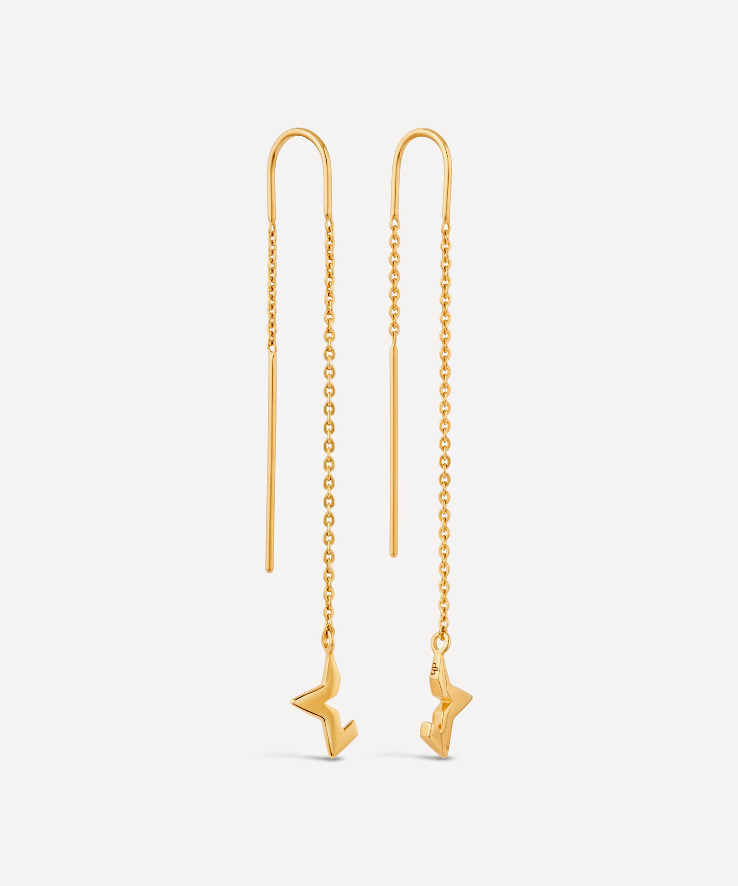 Dinny Hall - 22ct Gold-Plated Vermeil Silver Stargazer Threader Deconstructed Half Star Drop Earrings image number 0