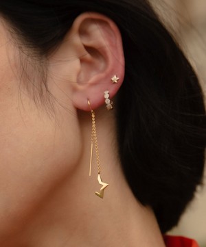Dinny Hall - 22ct Gold-Plated Vermeil Silver Stargazer Threader Deconstructed Half Star Drop Earrings image number 1