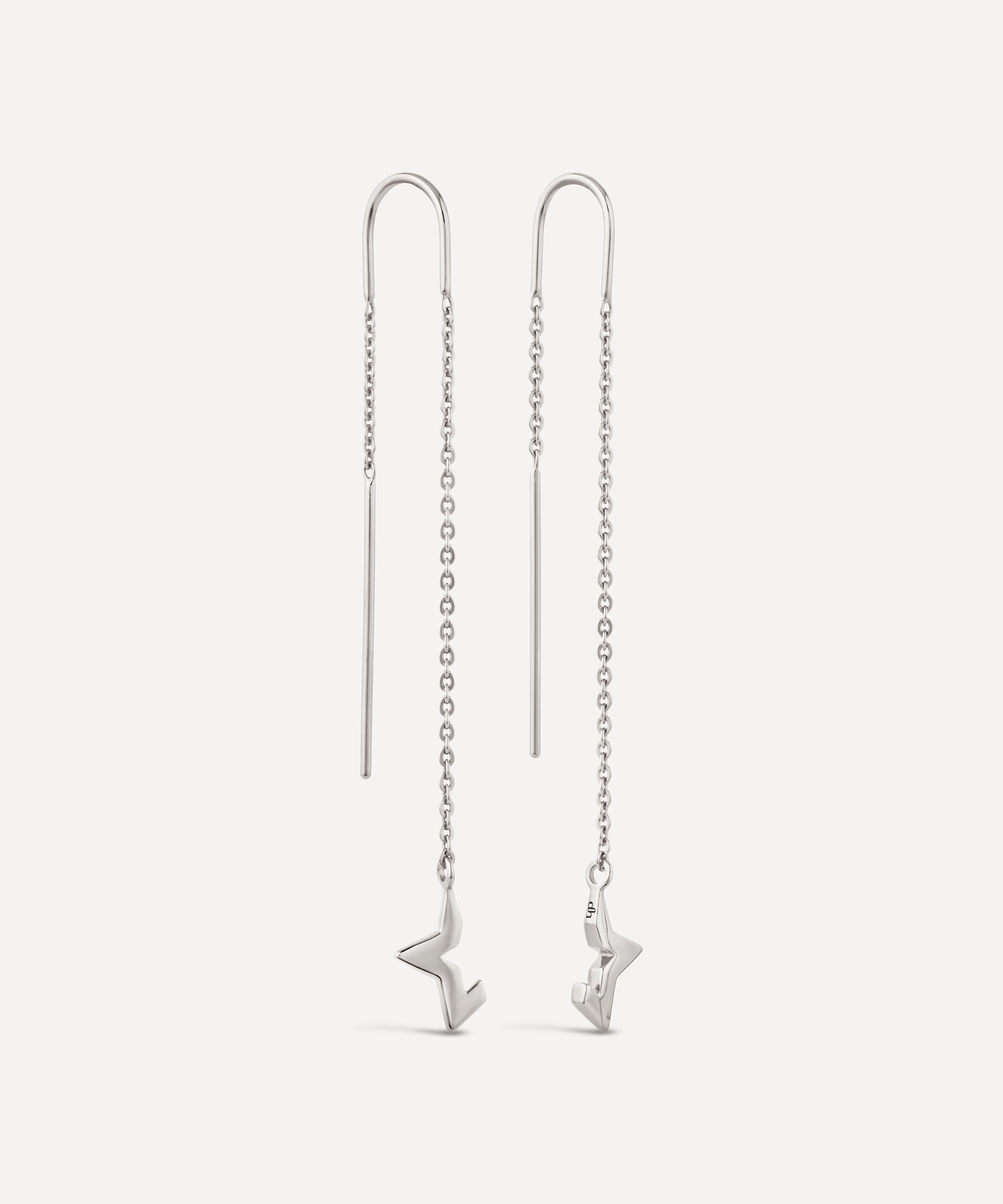 Dinny Hall - Sterling Silver Stargazer Threader Deconstructed Half Star Drop Earrings image number 0