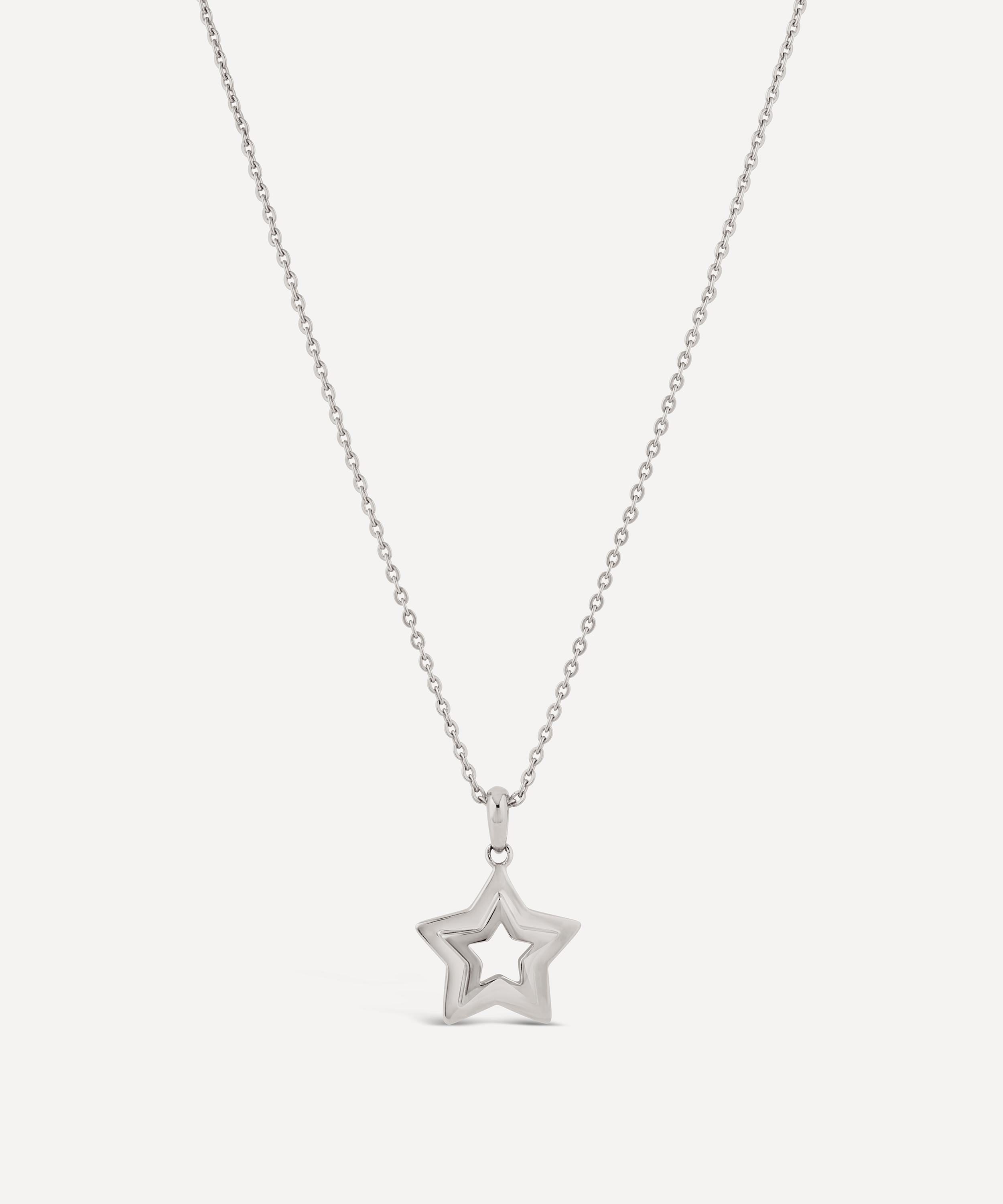 Dinny Hall - Sterling Silver Stargazer Double Star Pendant Necklace image number 0