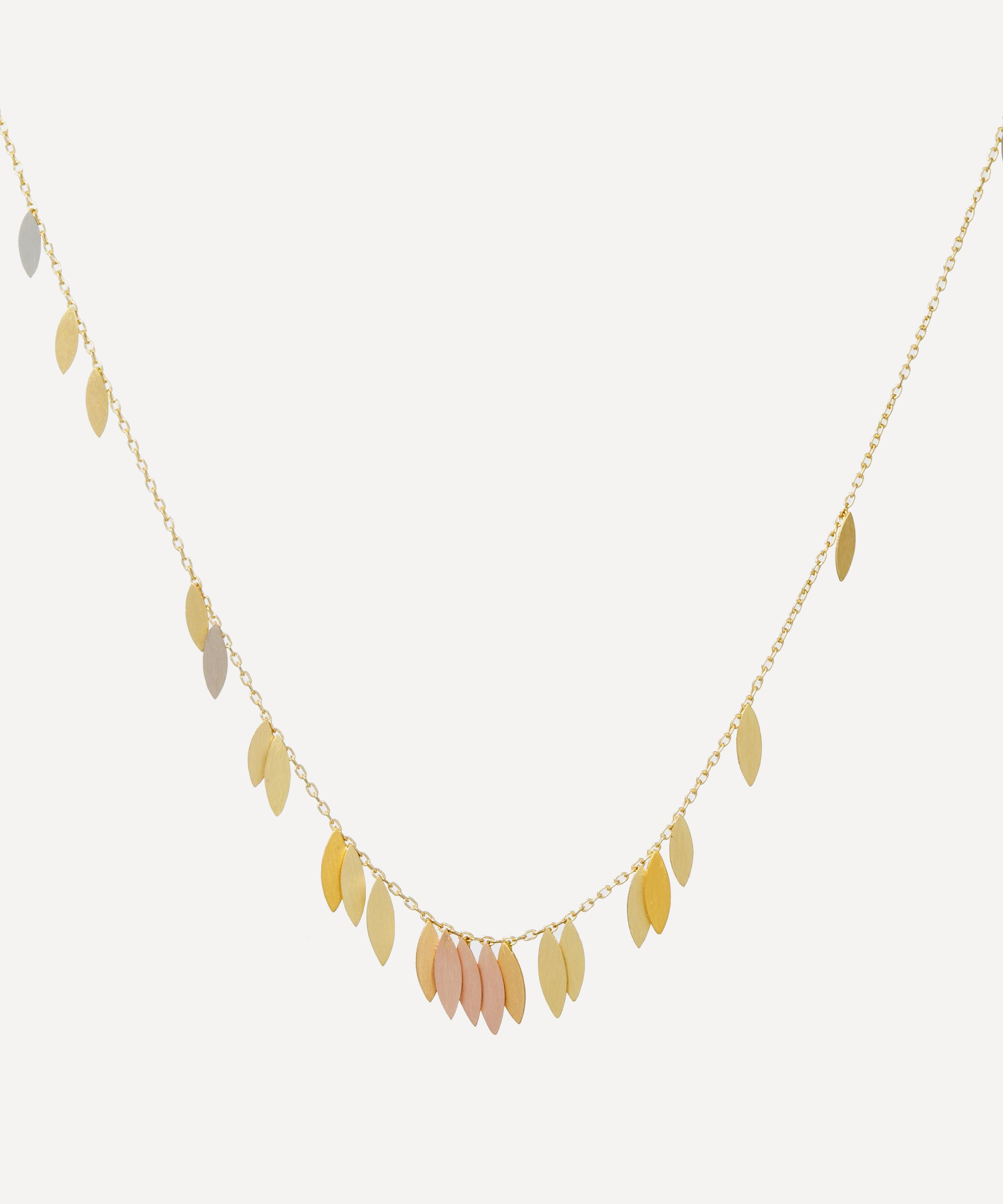 Sia Taylor - 18ct-24ct Gold Rainbow Scattered Leaf Necklace