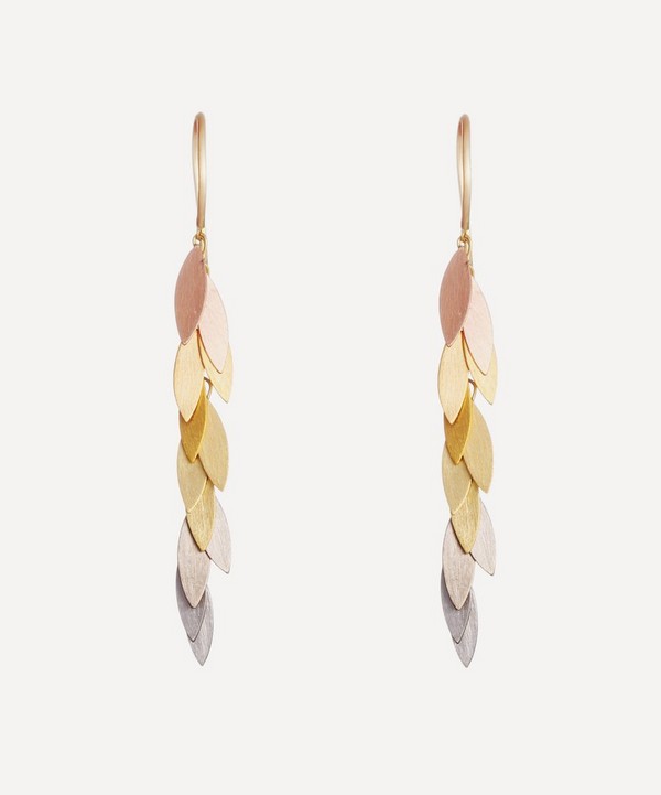 Sia Taylor - 18ct-24ct Gold Rainbow Leaf Drop Earrings image number null