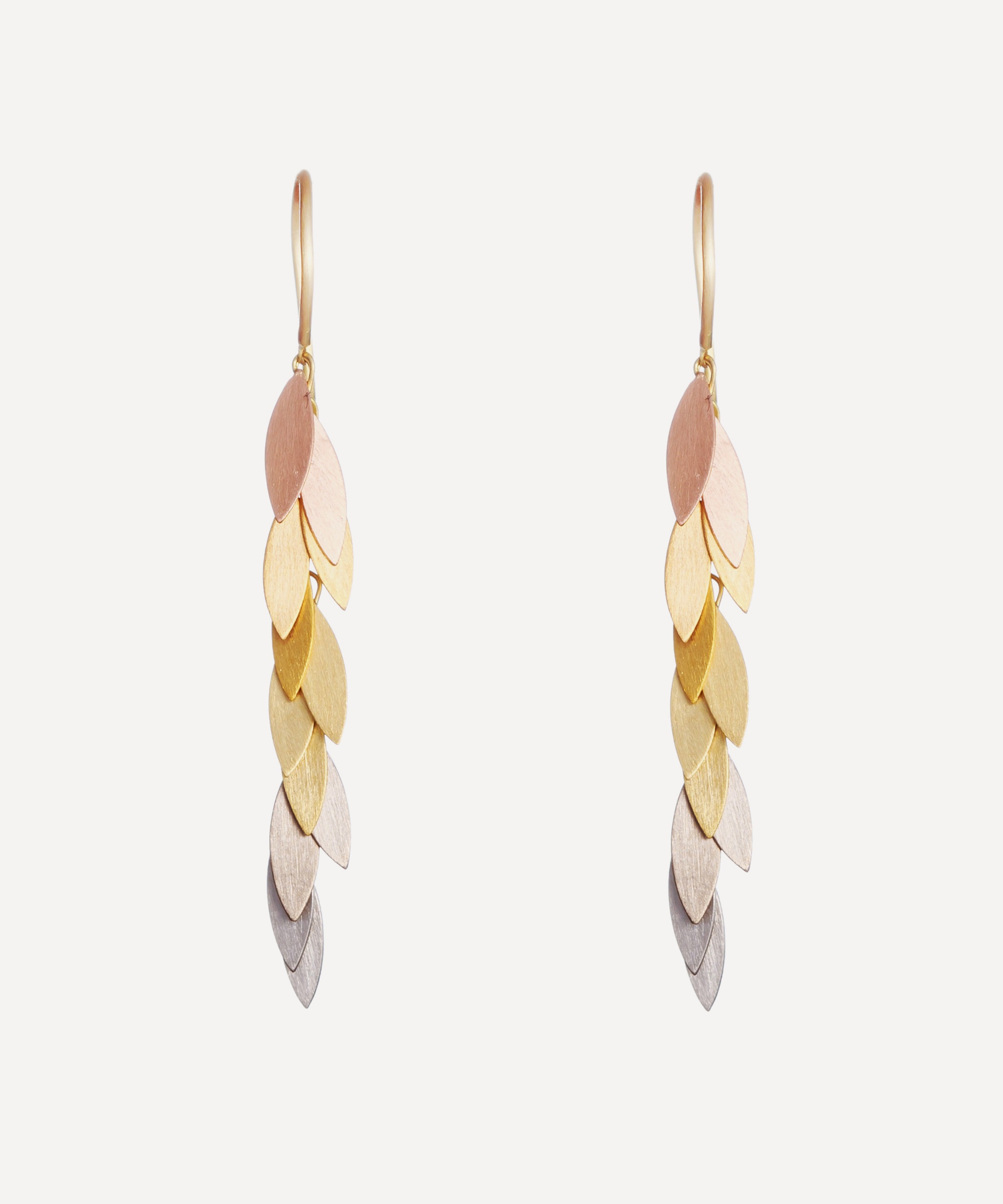 Sia Taylor - 18ct-24ct Gold Rainbow Leaf Drop Earrings image number 0