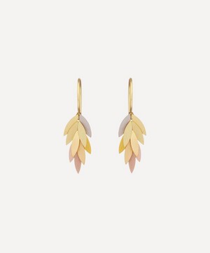 Sia Taylor - 18ct-24ct Gold Small Rainbow Leaf Drop Earrings image number 0