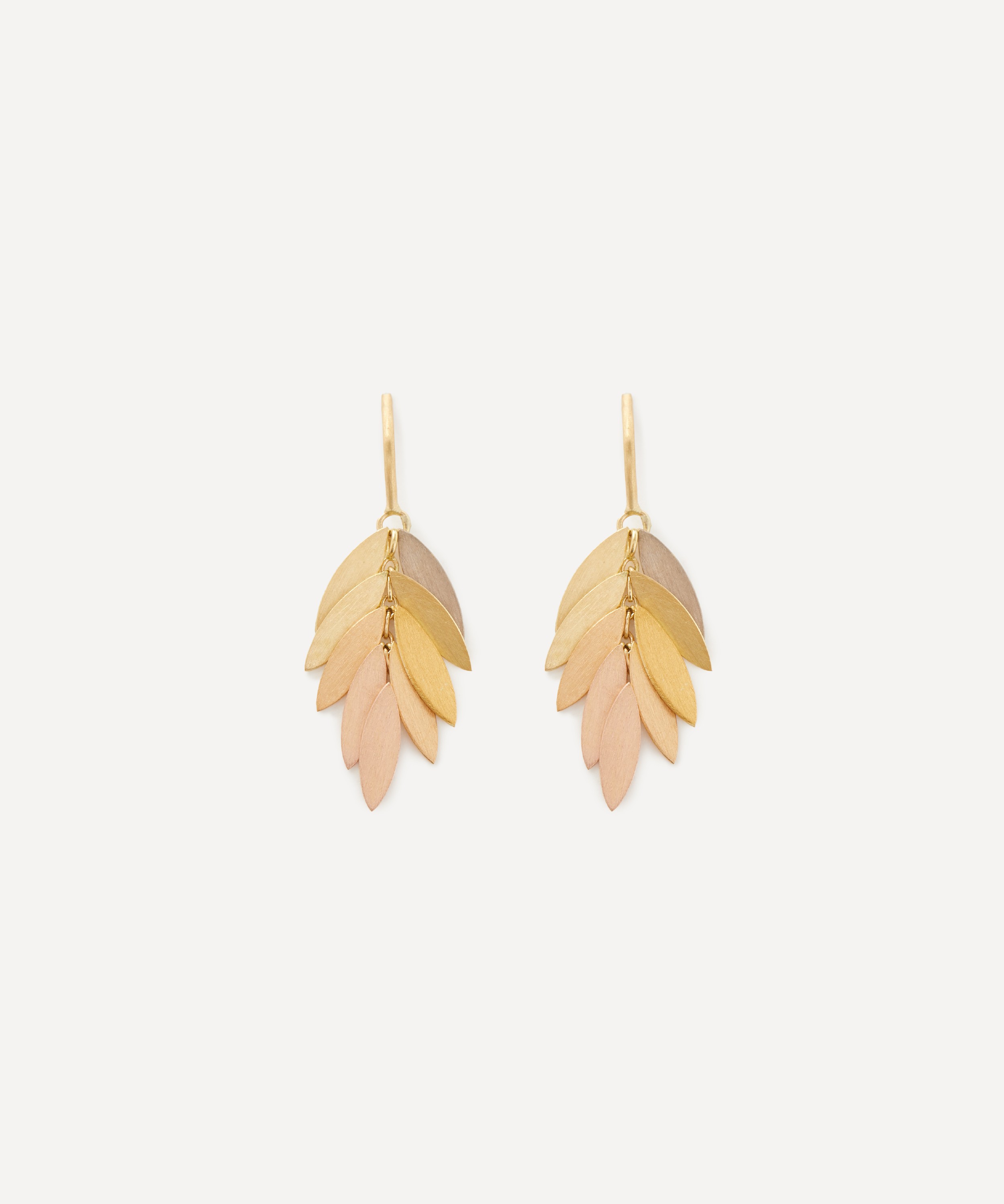 Sia Taylor - 18ct-24ct Gold Small Rainbow Leaf Drop Earrings image number 0