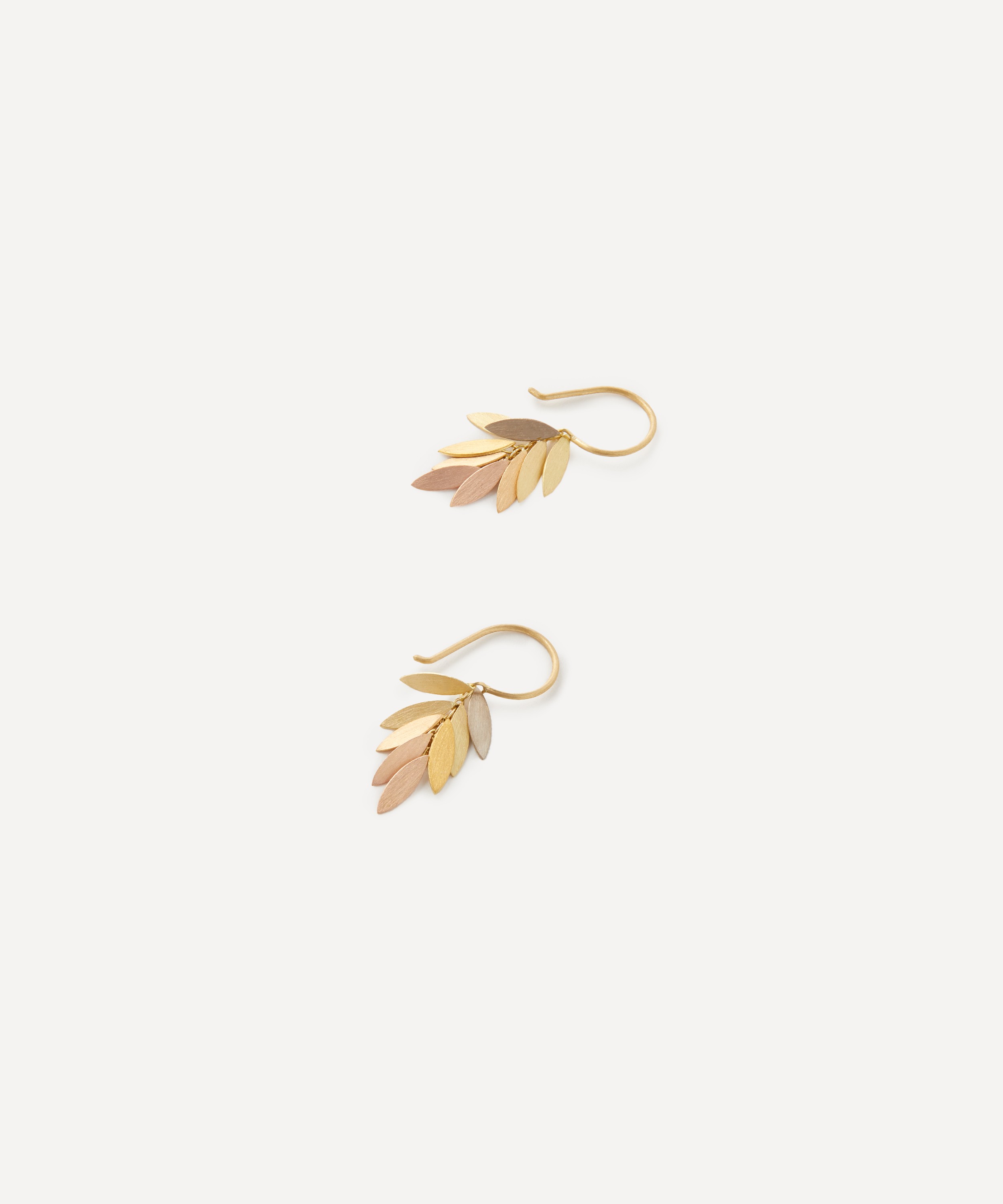 Sia Taylor - 18ct-24ct Gold Small Rainbow Leaf Drop Earrings image number 2