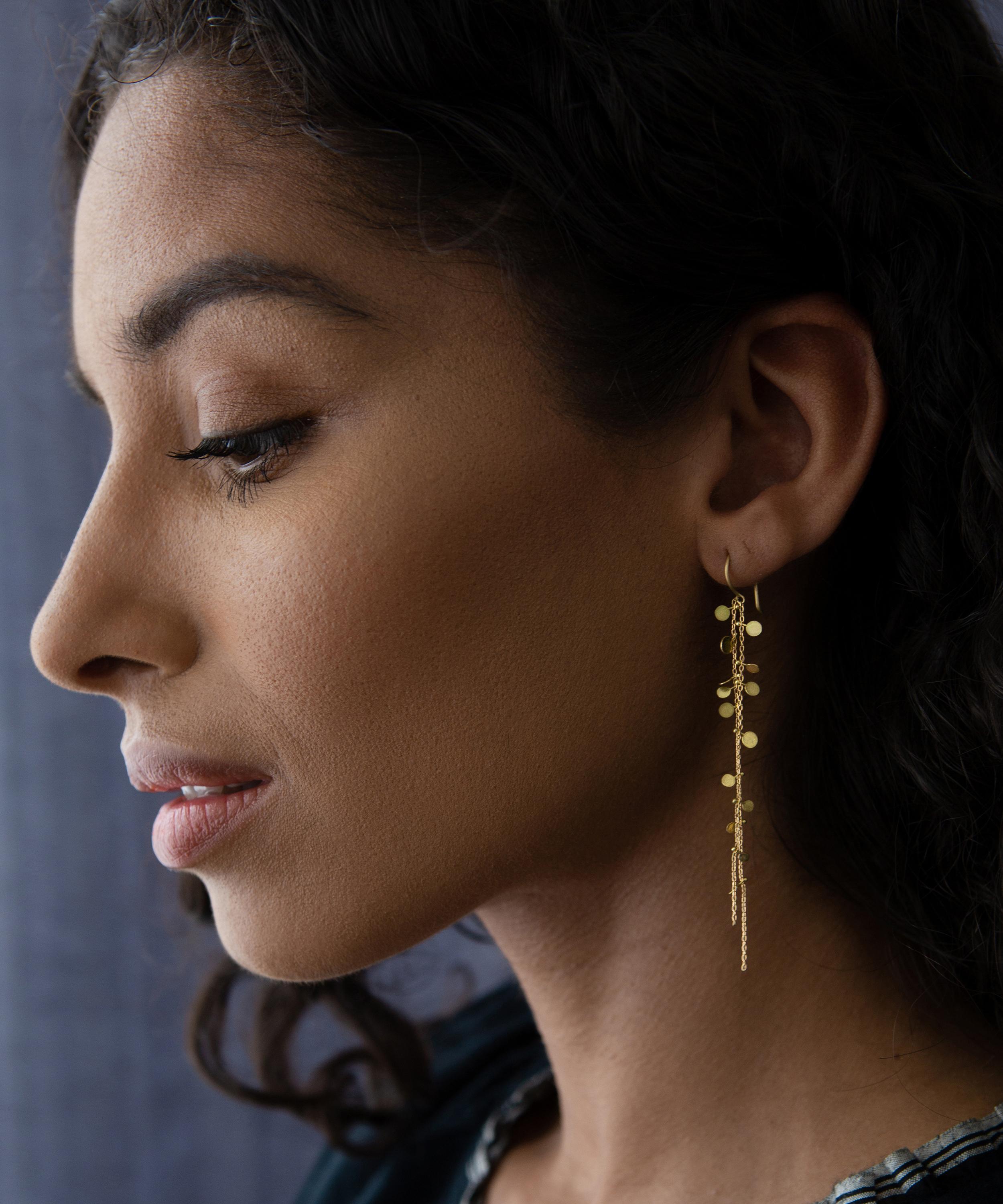 Sia Taylor 18ct 24ct Gold Random Dot Drop Earrings Liberty