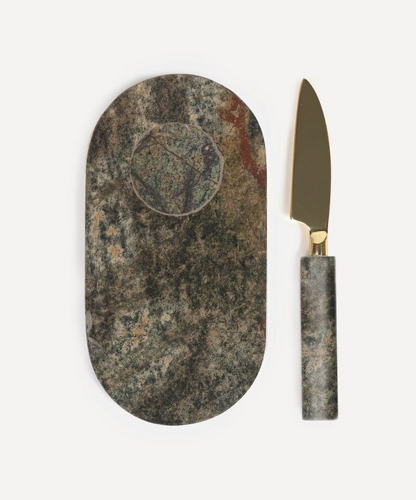 Soho Home - Jermyn Forest-Green Small Chopping Board with Knife image number null