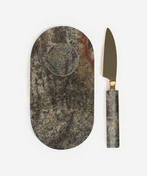 Soho Home - Jermyn Forest-Green Small Chopping Board with Knife image number 0