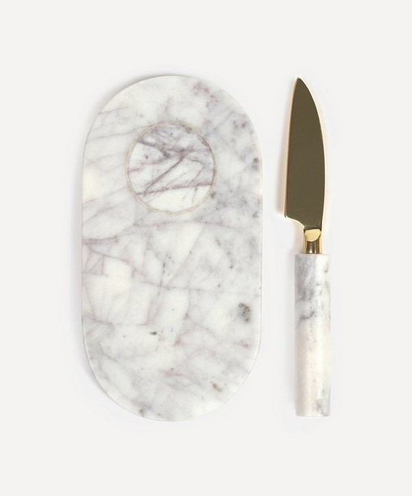 Soho Home - Jermyn White Small Chopping Board with Knife image number null