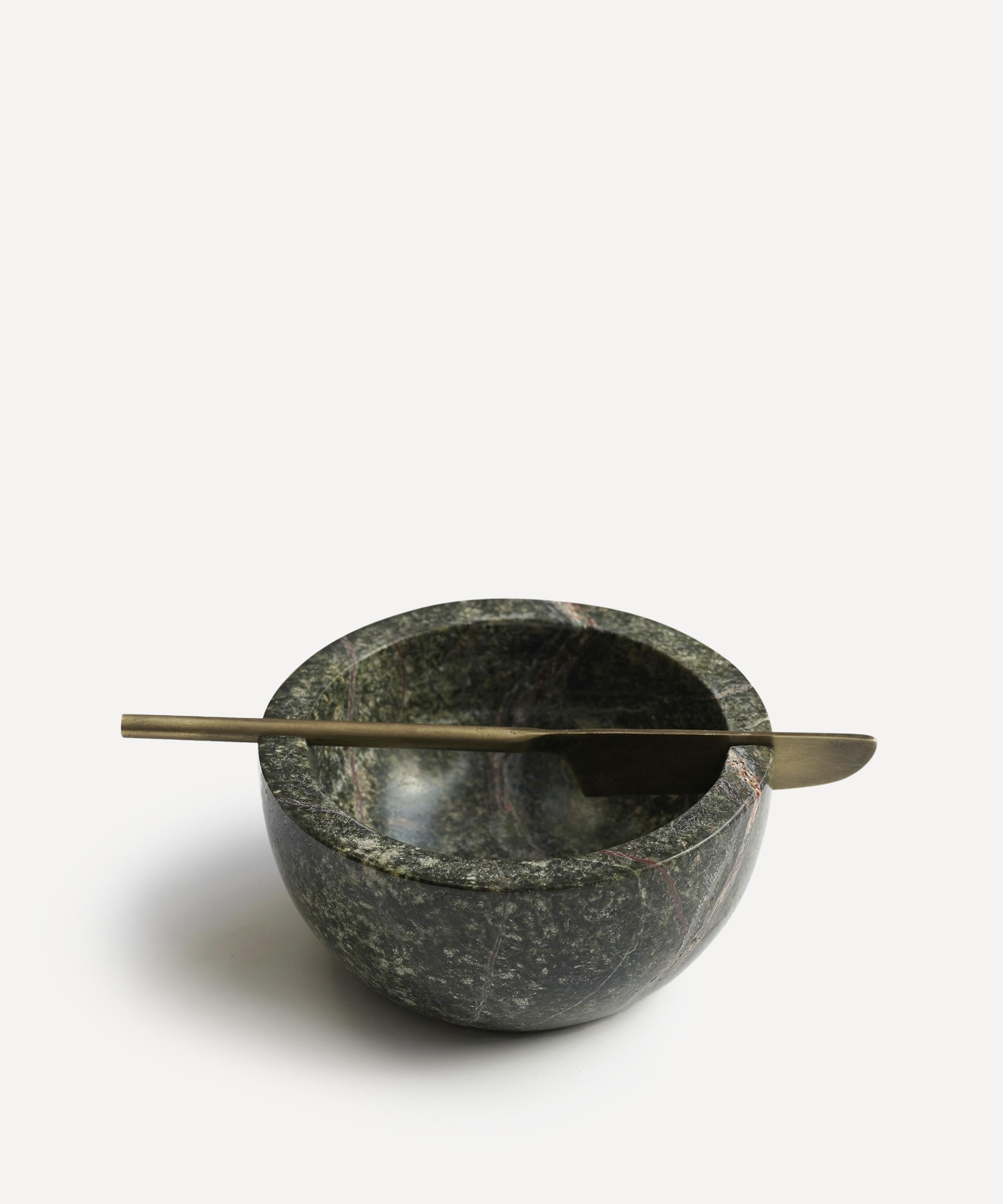 Soho Home - Cranley Forest-Green Marble Butter Dish with Knife image number 0