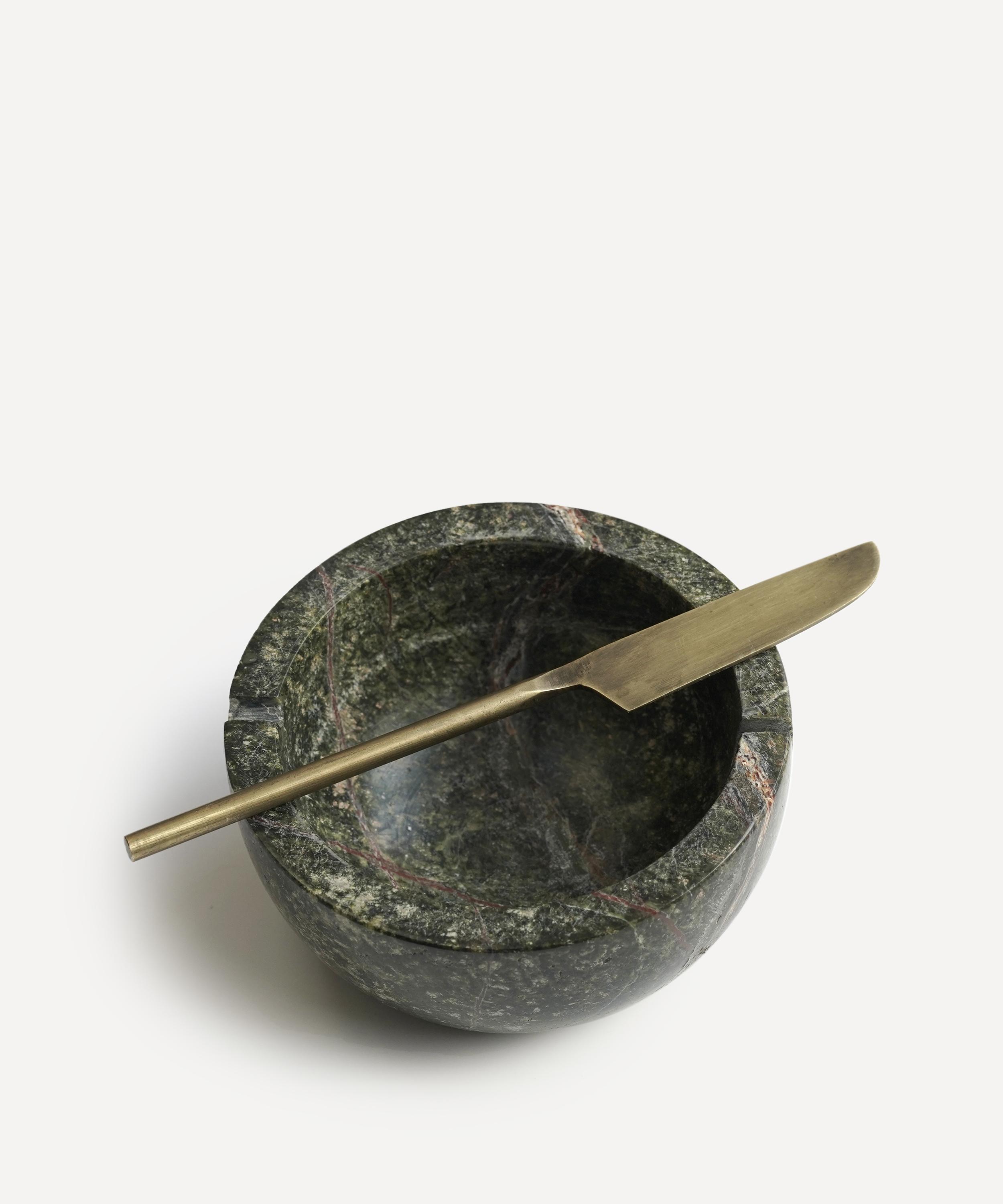 Soho Home - Cranley Forest-Green Marble Butter Dish with Knife image number 2