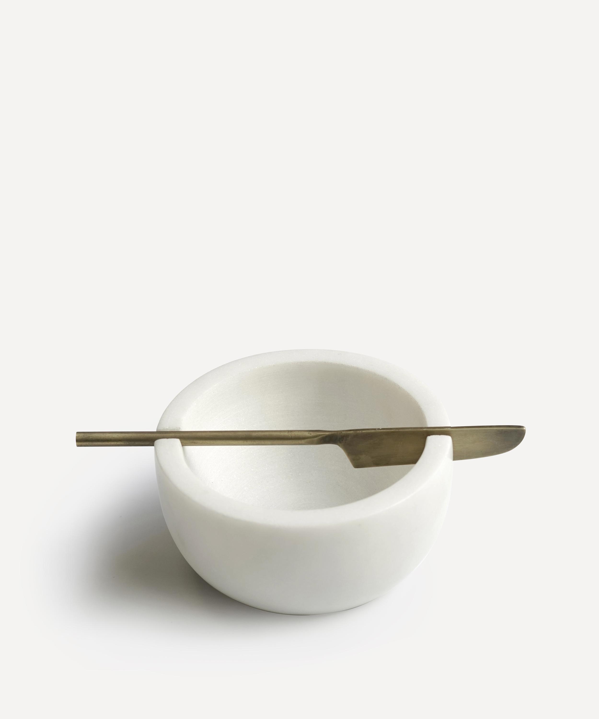 Soho Home - Cranley White Marble Butter Dish with Knife image number 0