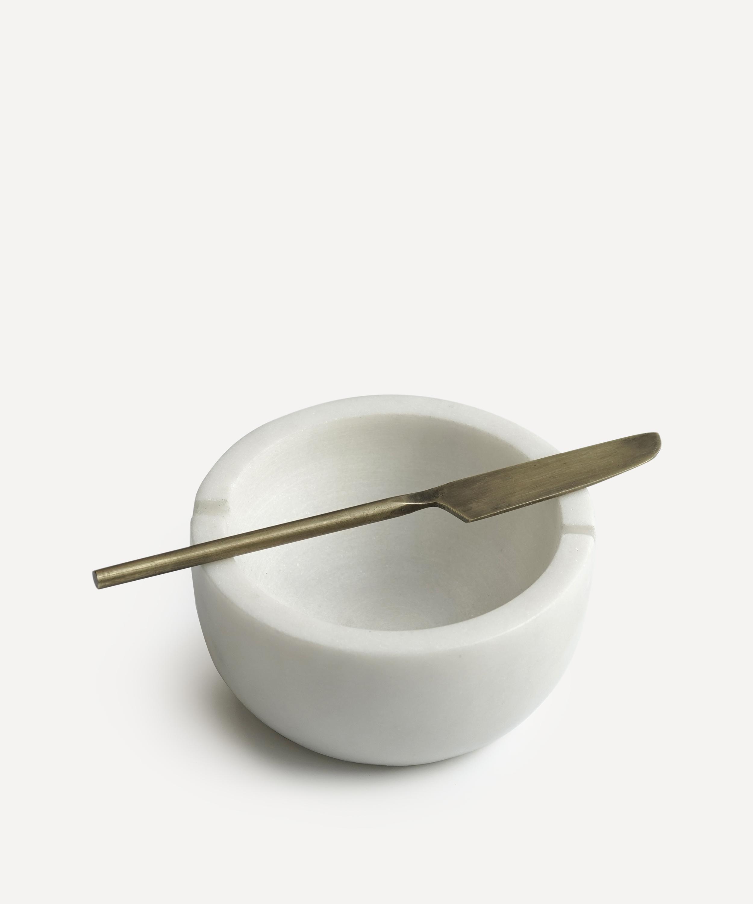 Soho Home - Cranley White Marble Butter Dish with Knife image number 2
