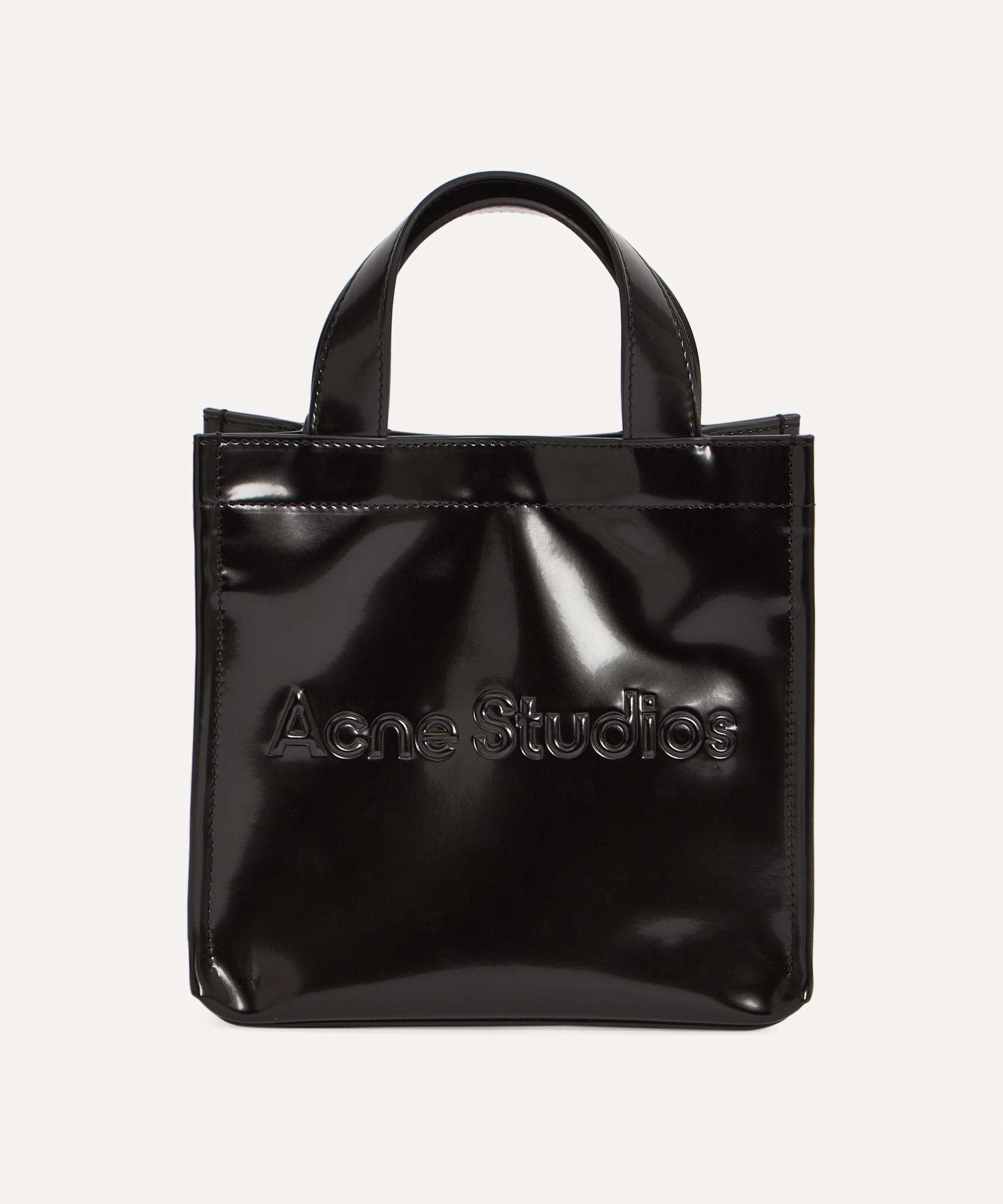 Mini Logo Embossed Tote Bag in Black - Acne Studios