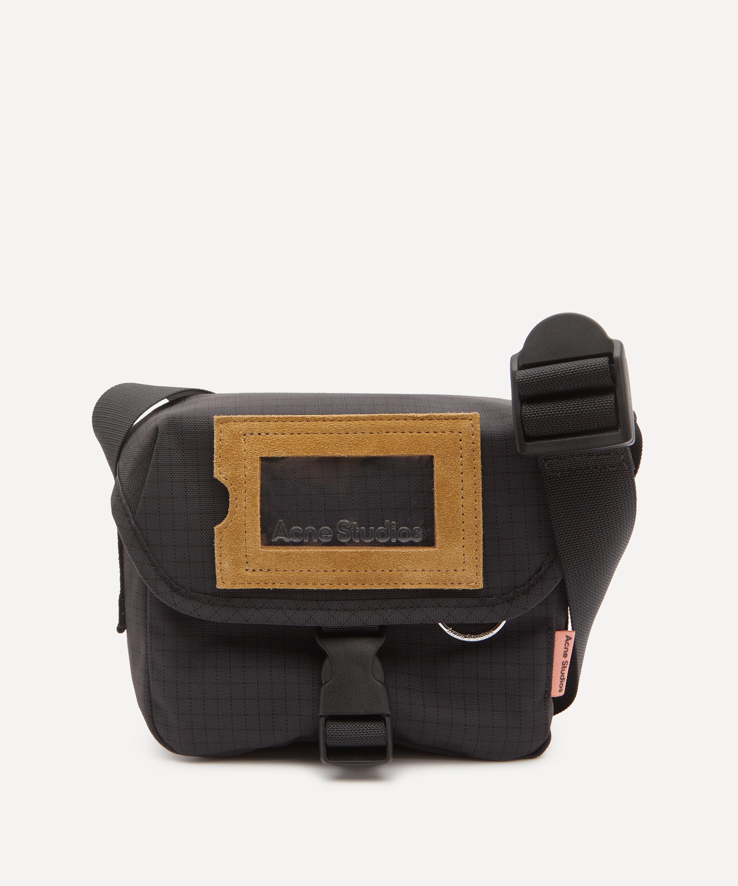 Logo-Embossed Suede-Trimmed Nylon-Ripstop Messenger Bag