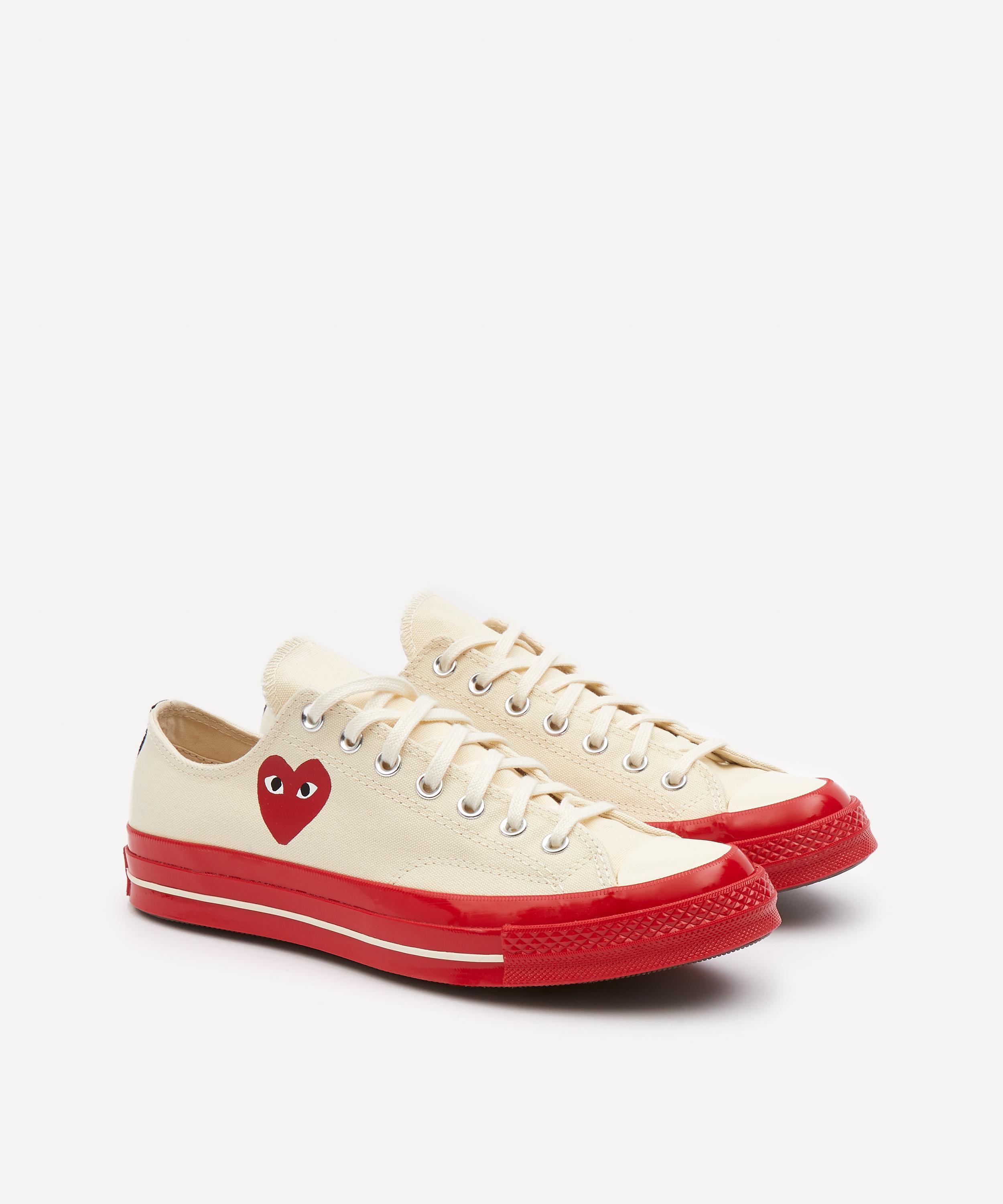 Comme Des Garçons - Comme des Garçons PLAY x Converse 70s Canvas Low-Top Red Sole Trainers image number 