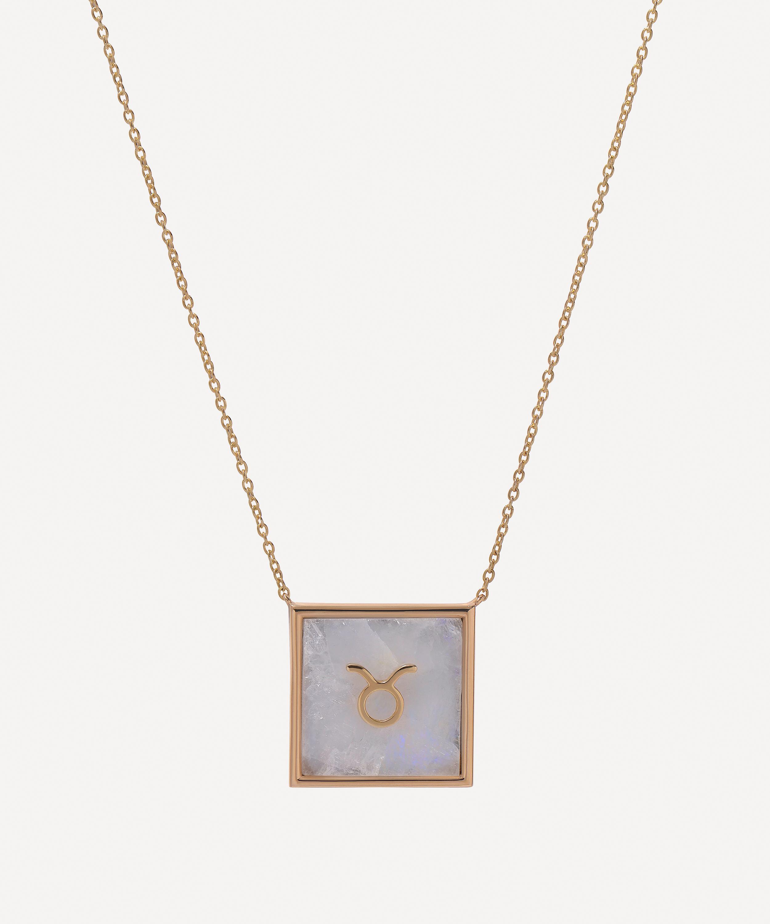 Roxanne First 9ct Gold Taurus Zodiac Moonstone Necklace Liberty
