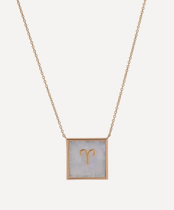 Roxanne First - 9ct Gold Aries Zodiac Moonstone Necklace image number null