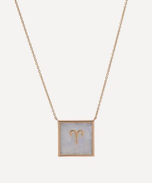 Roxanne First - 9ct Gold Aries Zodiac Moonstone Necklace image number 0
