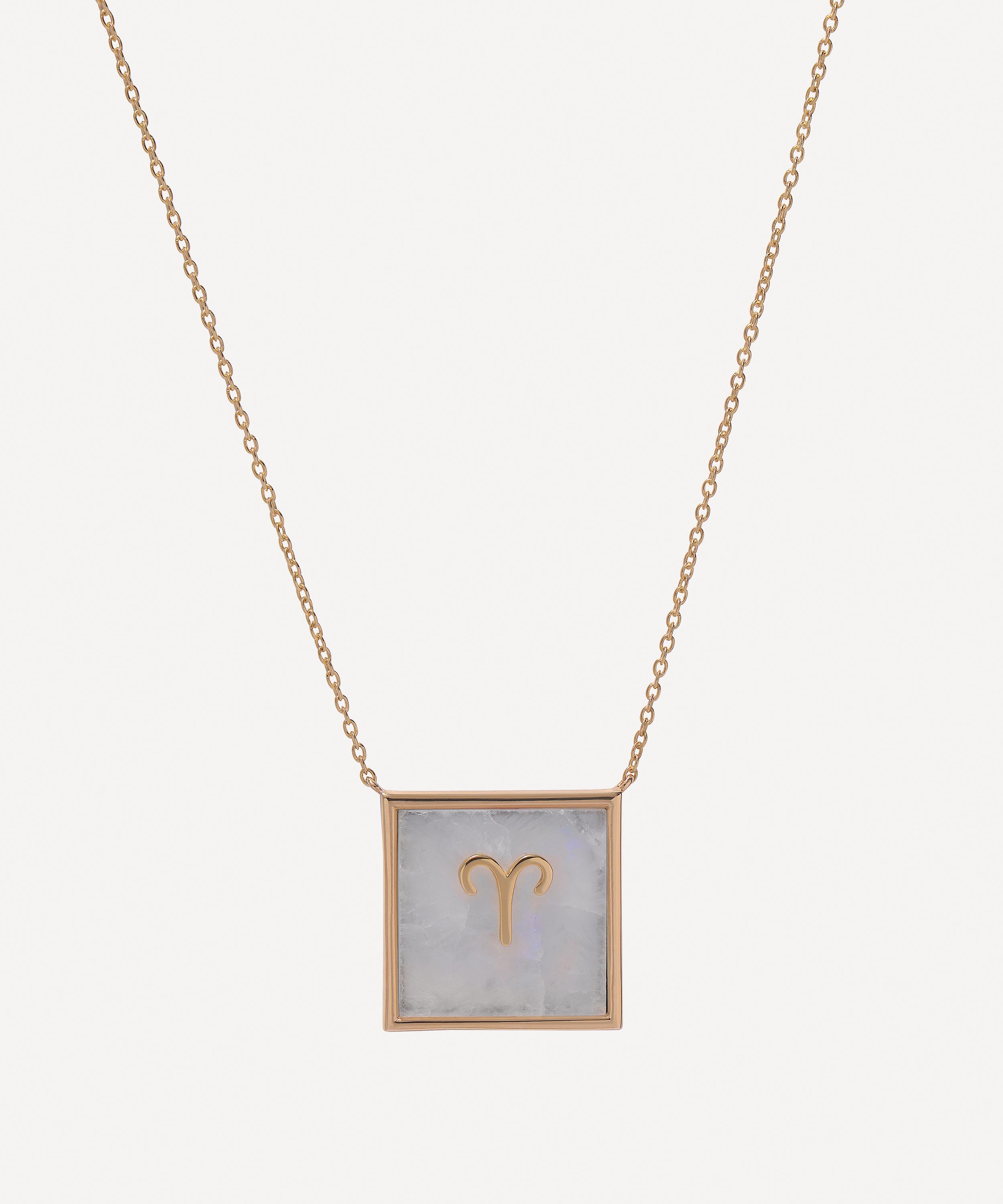 Roxanne First - 9ct Gold Aries Zodiac Moonstone Necklace