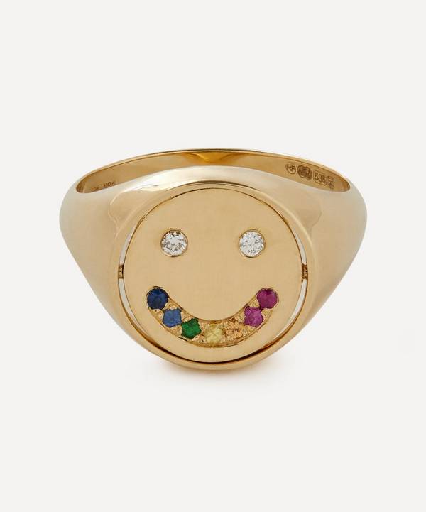 Roxanne First - 14ct Gold Happy or Sad Flip Signet Ring
