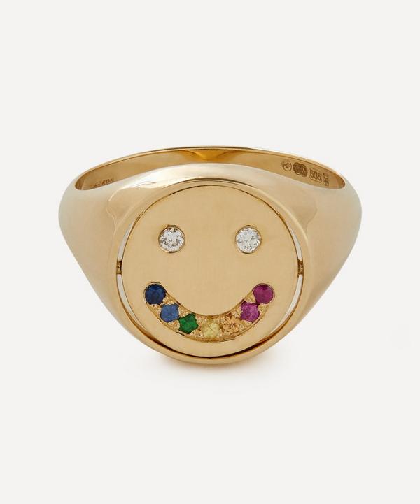 Roxanne First - 14ct Gold Happy or Sad Flip Signet Ring image number null
