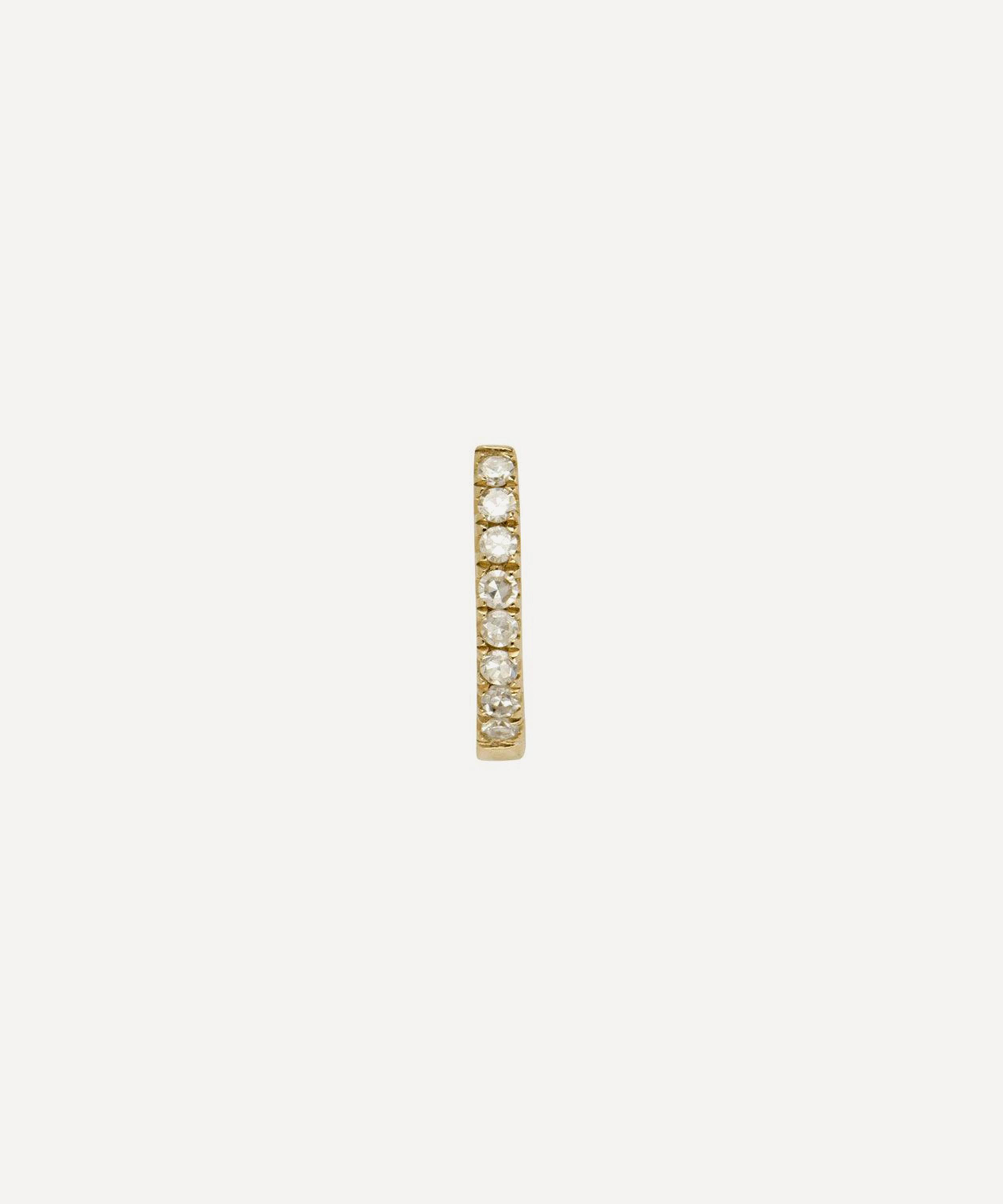 Roxanne First - 14ct Gold Mini Skinny Diamond Single Huggie Hoop Earring image number 0