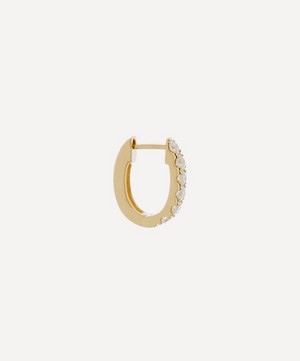 Roxanne First - 14ct Gold Small Chubby Diamond Huggie Hoop Earring image number 2