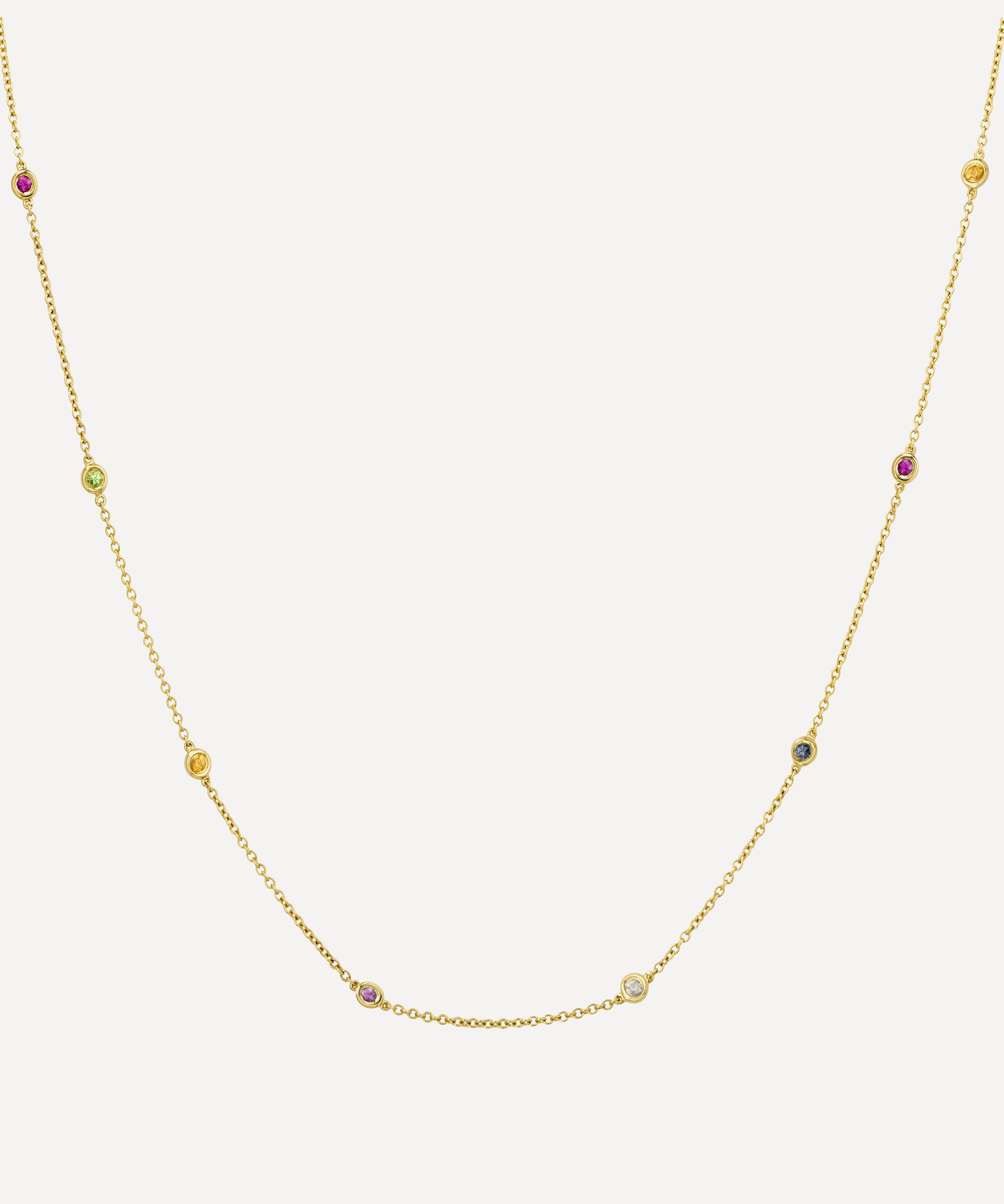 Roxanne First 14ct Gold Skittle Rainbow Sapphire Necklace | Liberty