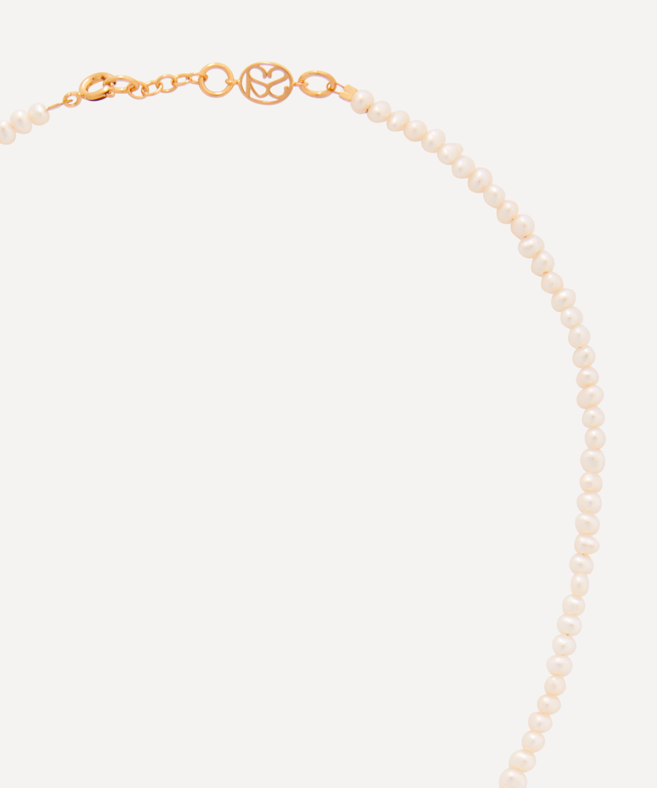 Sandralexandra - 18ct Gold-Plated Stripey Bola and White Pearl Necklace image number 2