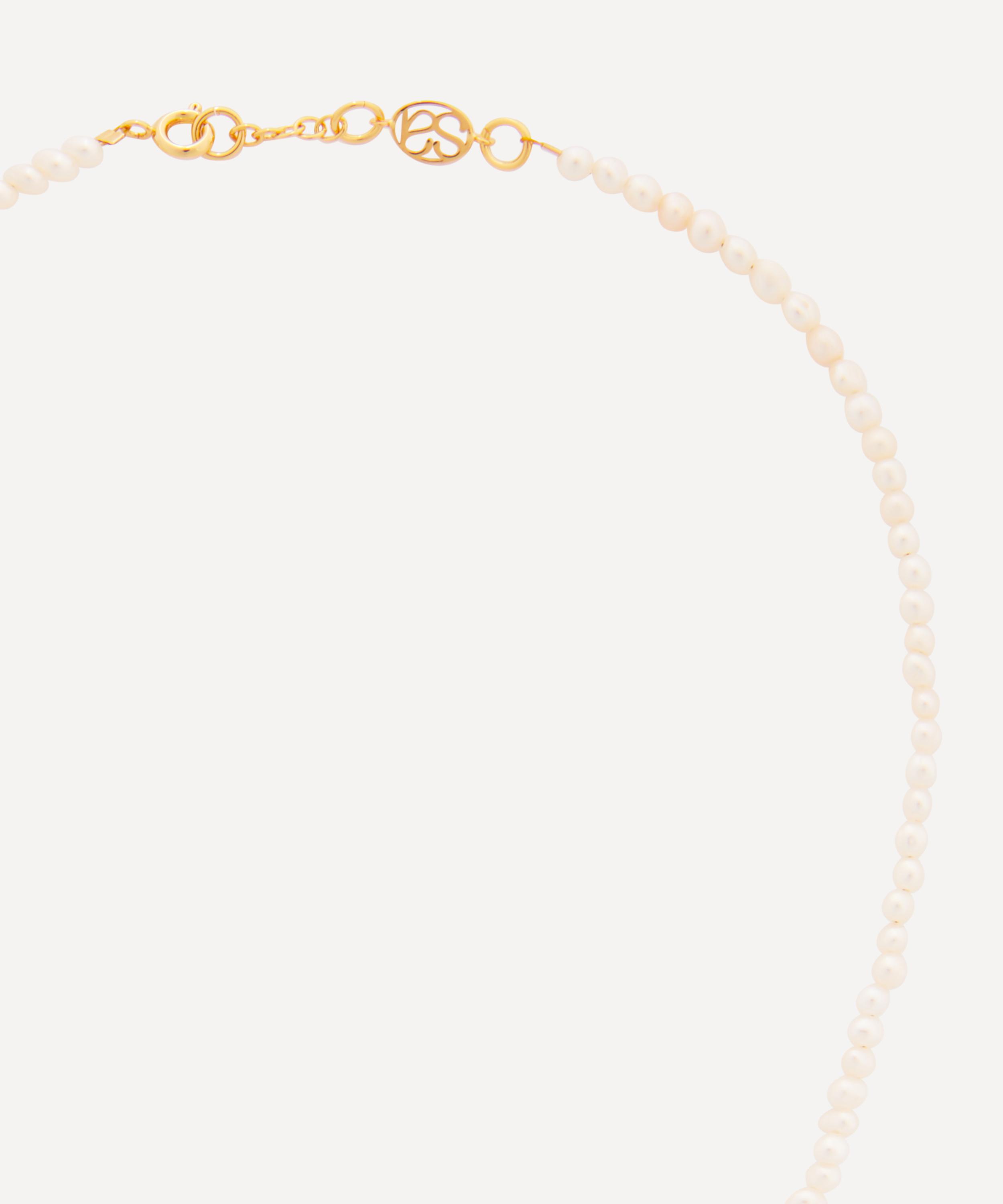 Sandralexandra - 18ct Gold-Plated Stripey Bola and White Pearl Necklace image number 2