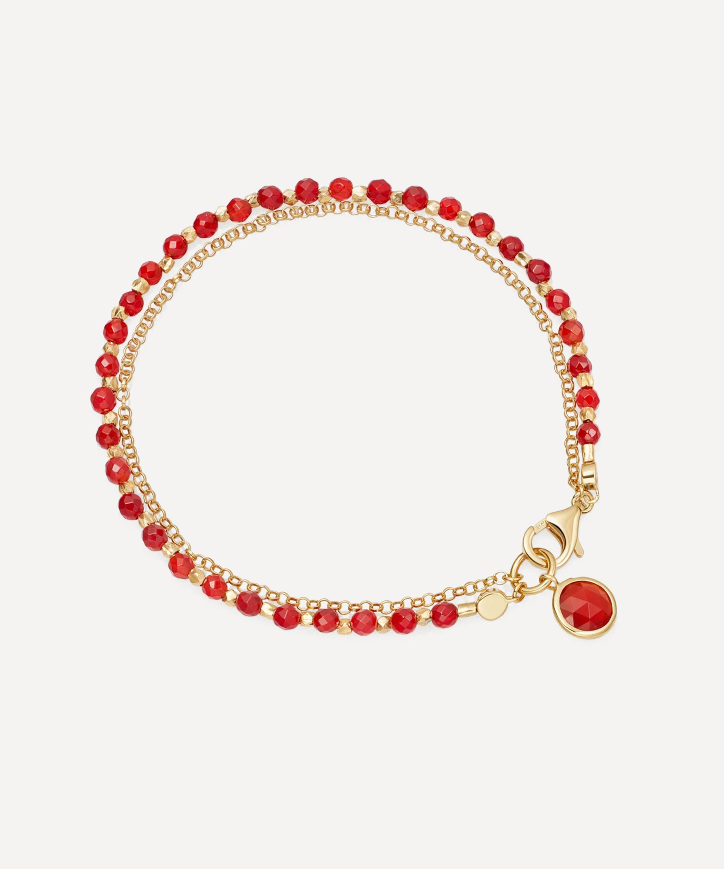 Astley Clarke - 18ct Gold-Plated Vermeil Silver Red Agate Biography Charm Bracelet image number 0