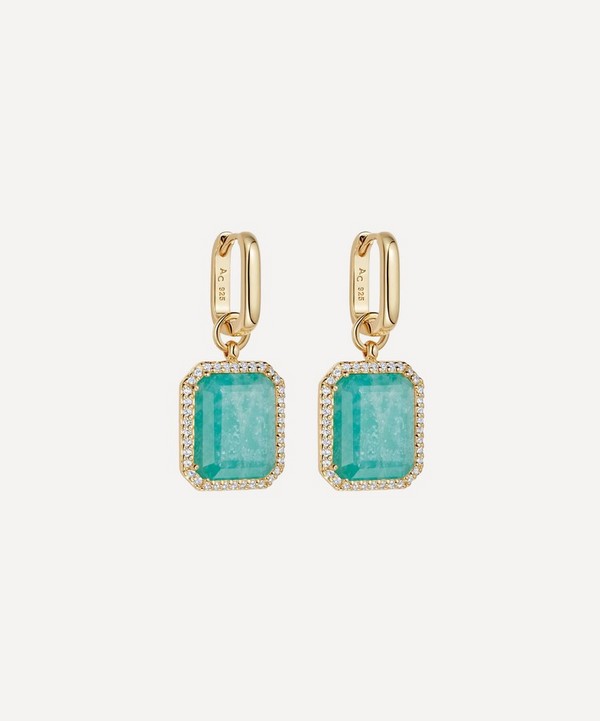 Astley Clarke - 18ct Gold-Plated Vermeil Silver Ottima Amazonite Slice Drop Earrings image number null