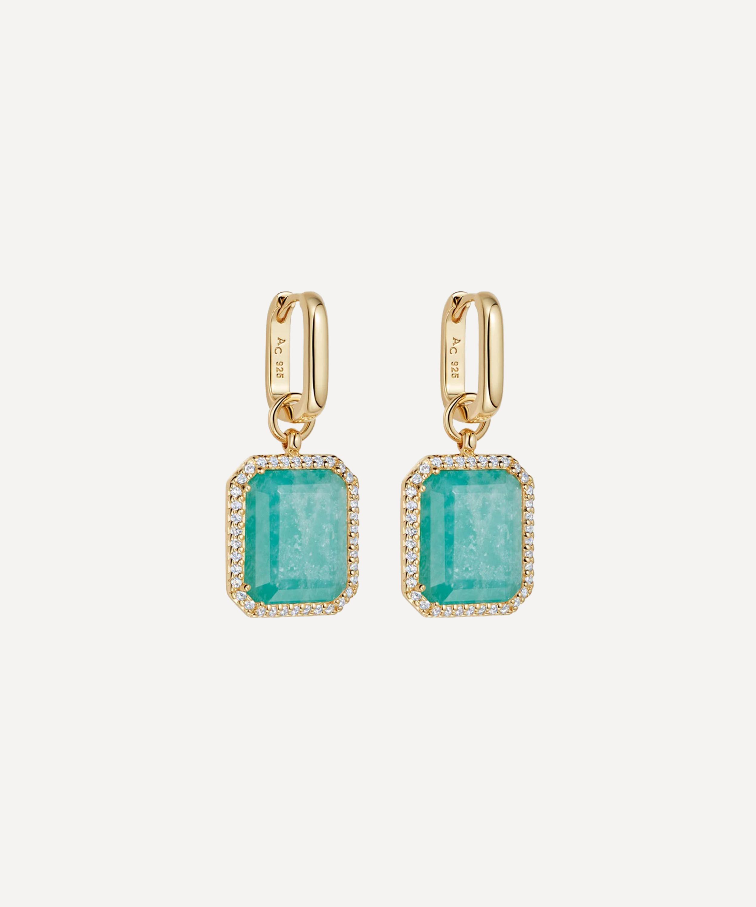 Astley Clarke - 18ct Gold-Plated Vermeil Silver Ottima Amazonite Slice Drop Earrings image number 0