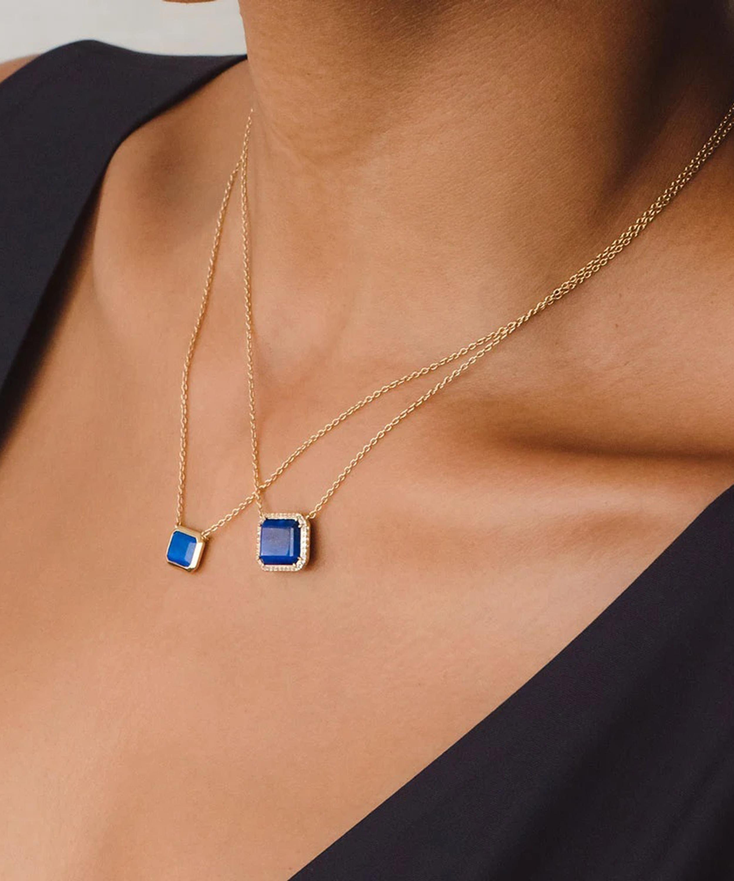 Astley Clarke - 18ct Gold-Plated Vermeil Silver Ottima Lapis Slice Landscape Pendant Necklace image number 1