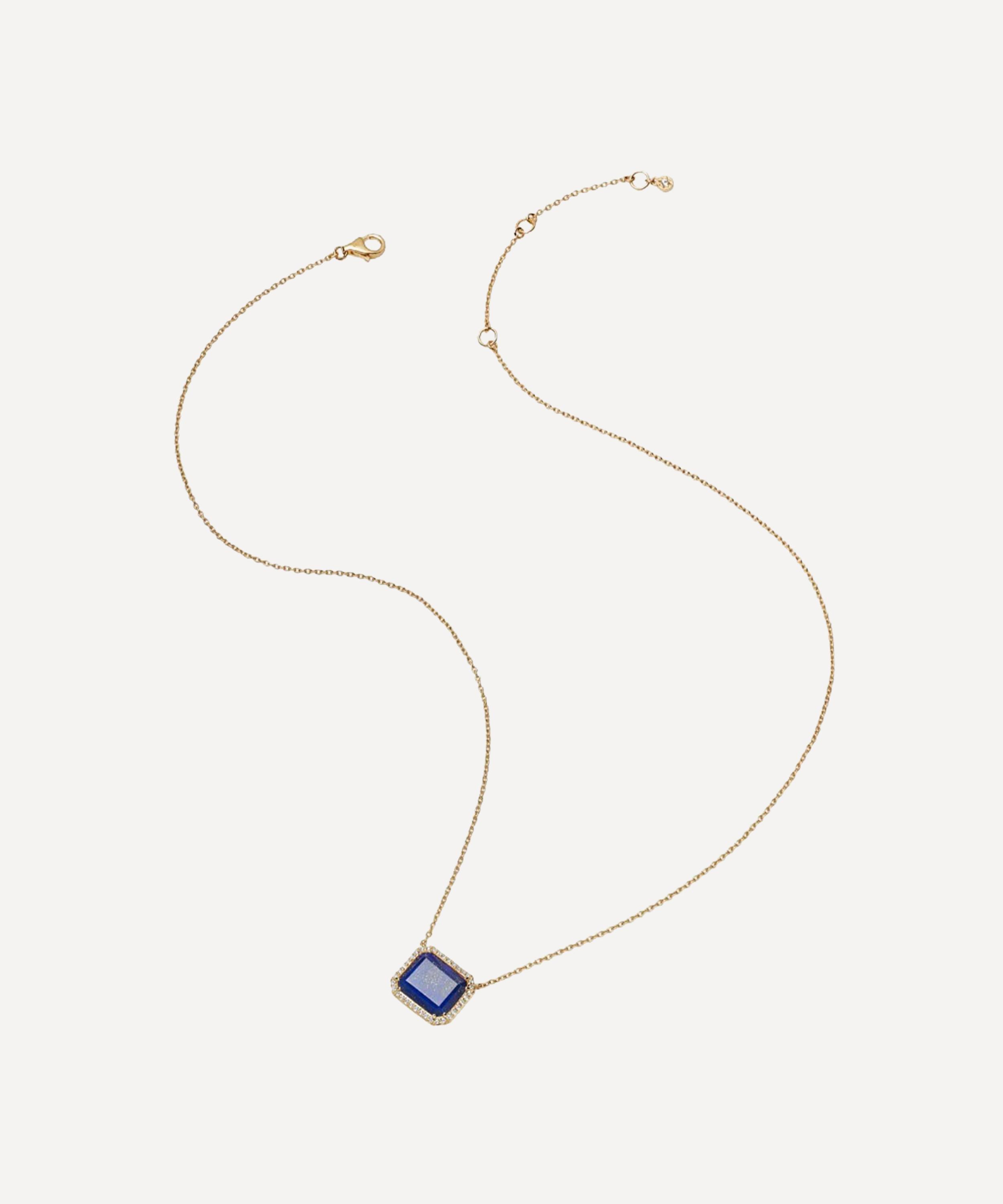 Astley Clarke - 18ct Gold-Plated Vermeil Silver Ottima Lapis Slice Landscape Pendant Necklace image number 2