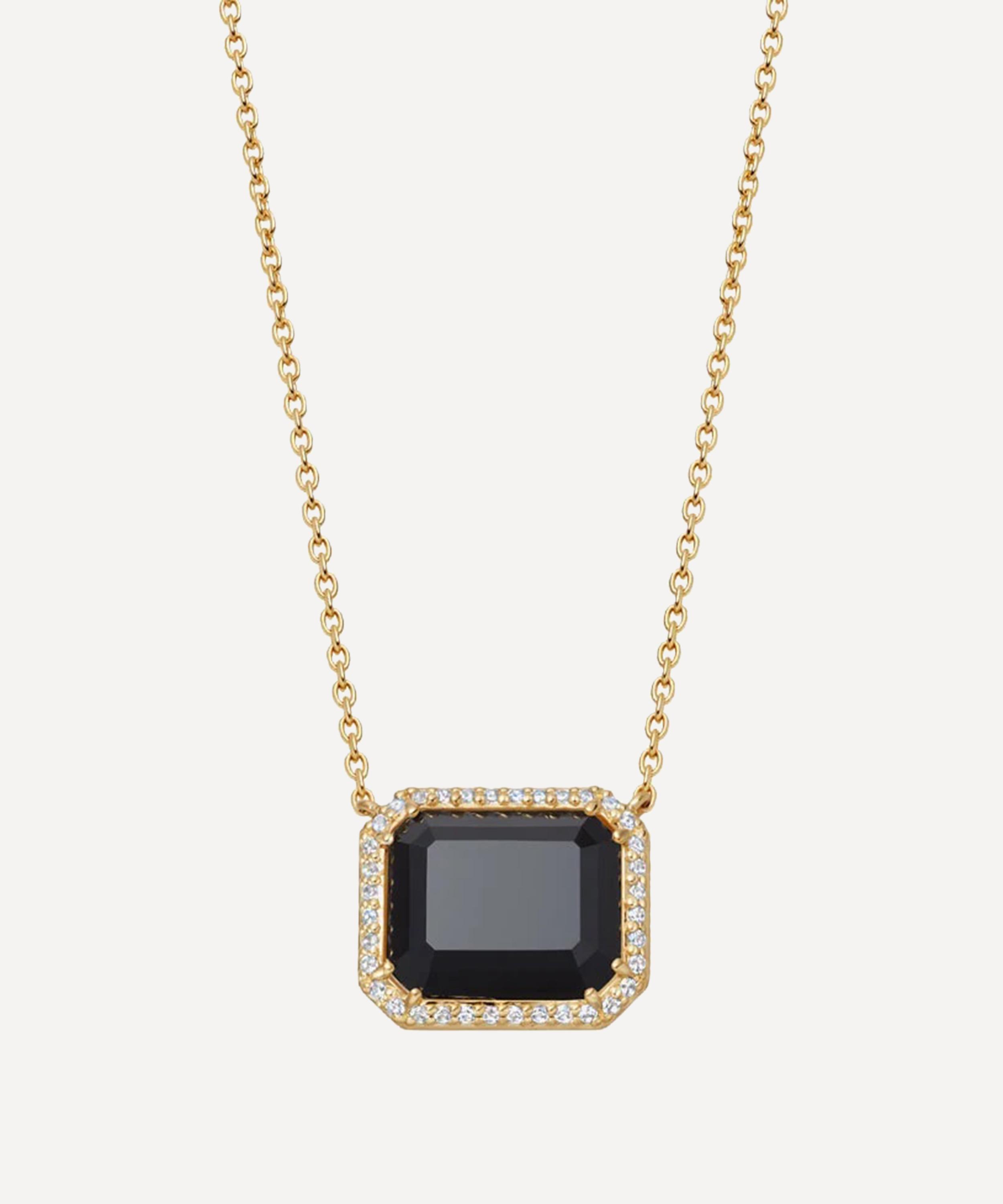 Astley Clarke - 18ct Gold-Plated Vermeil Silver Ottima Black Onyx Slice Landscape Pendant Necklace image number 0