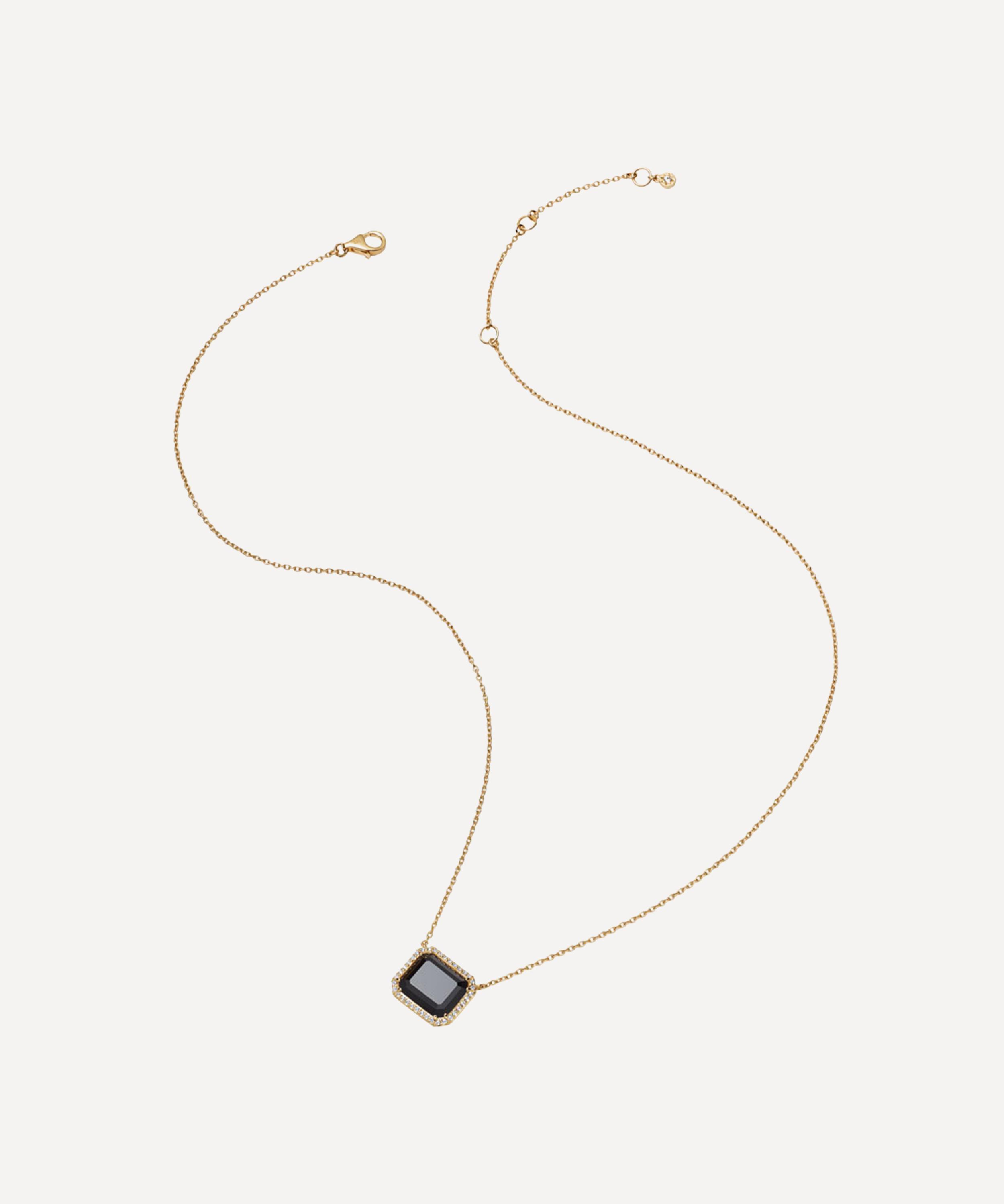 Astley Clarke - 18ct Gold-Plated Vermeil Silver Ottima Black Onyx Slice Landscape Pendant Necklace image number 2