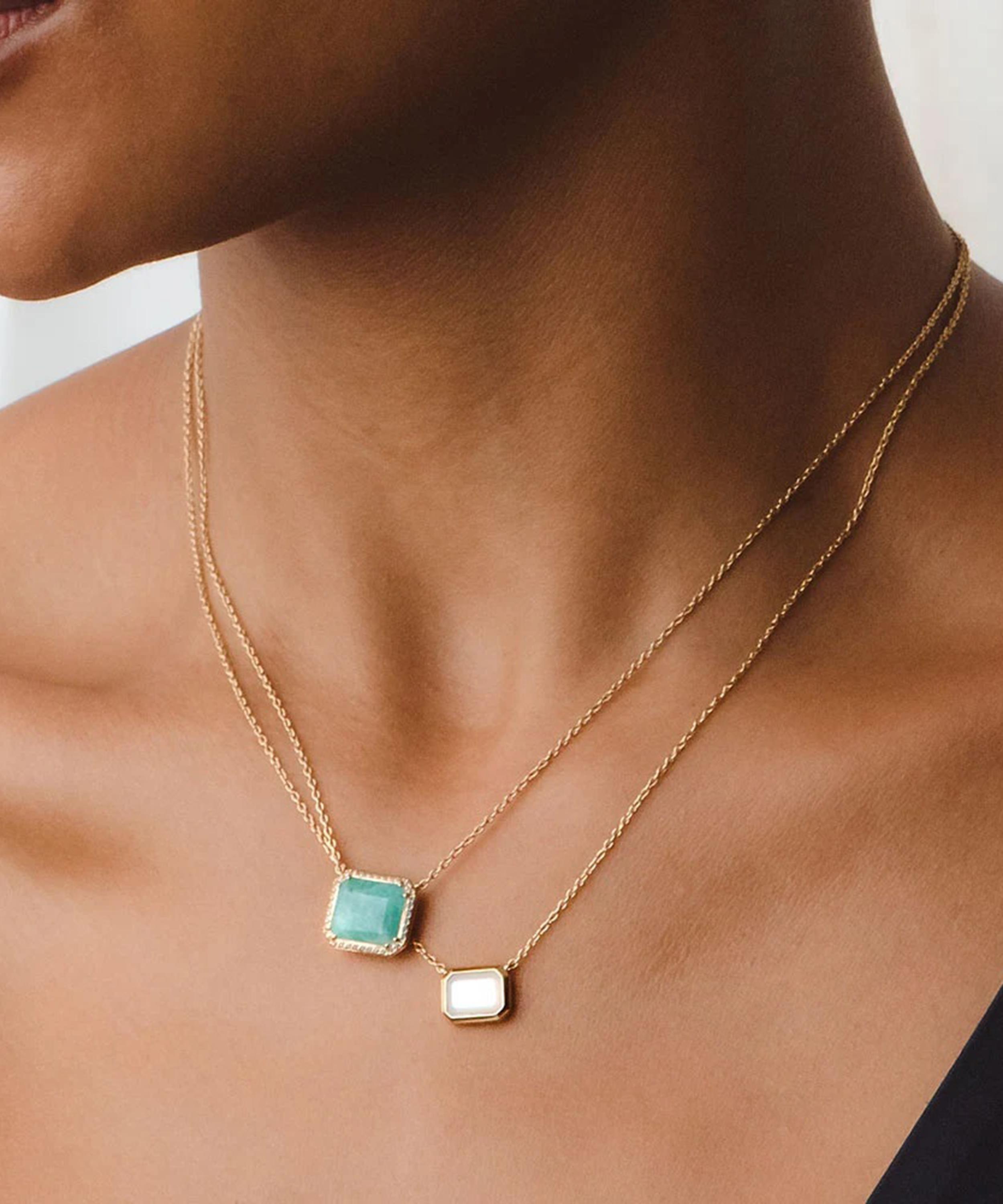 Astley Clarke - 18ct Gold-Plated Vermeil Silver Ottima Amazonite Slice Landscape Pendant Necklace image number 1