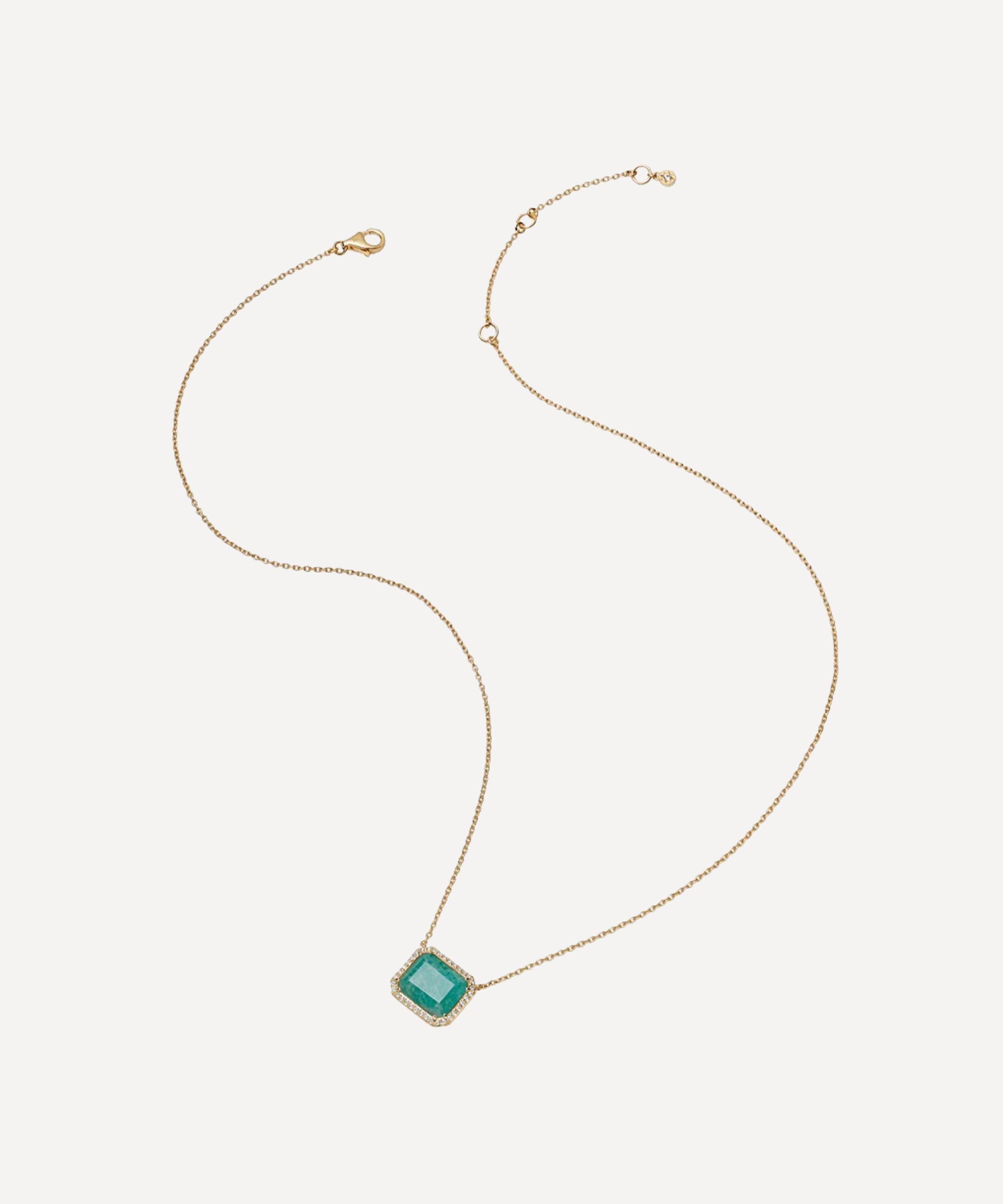Astley Clarke - 18ct Gold-Plated Vermeil Silver Ottima Amazonite Slice Landscape Pendant Necklace image number 2